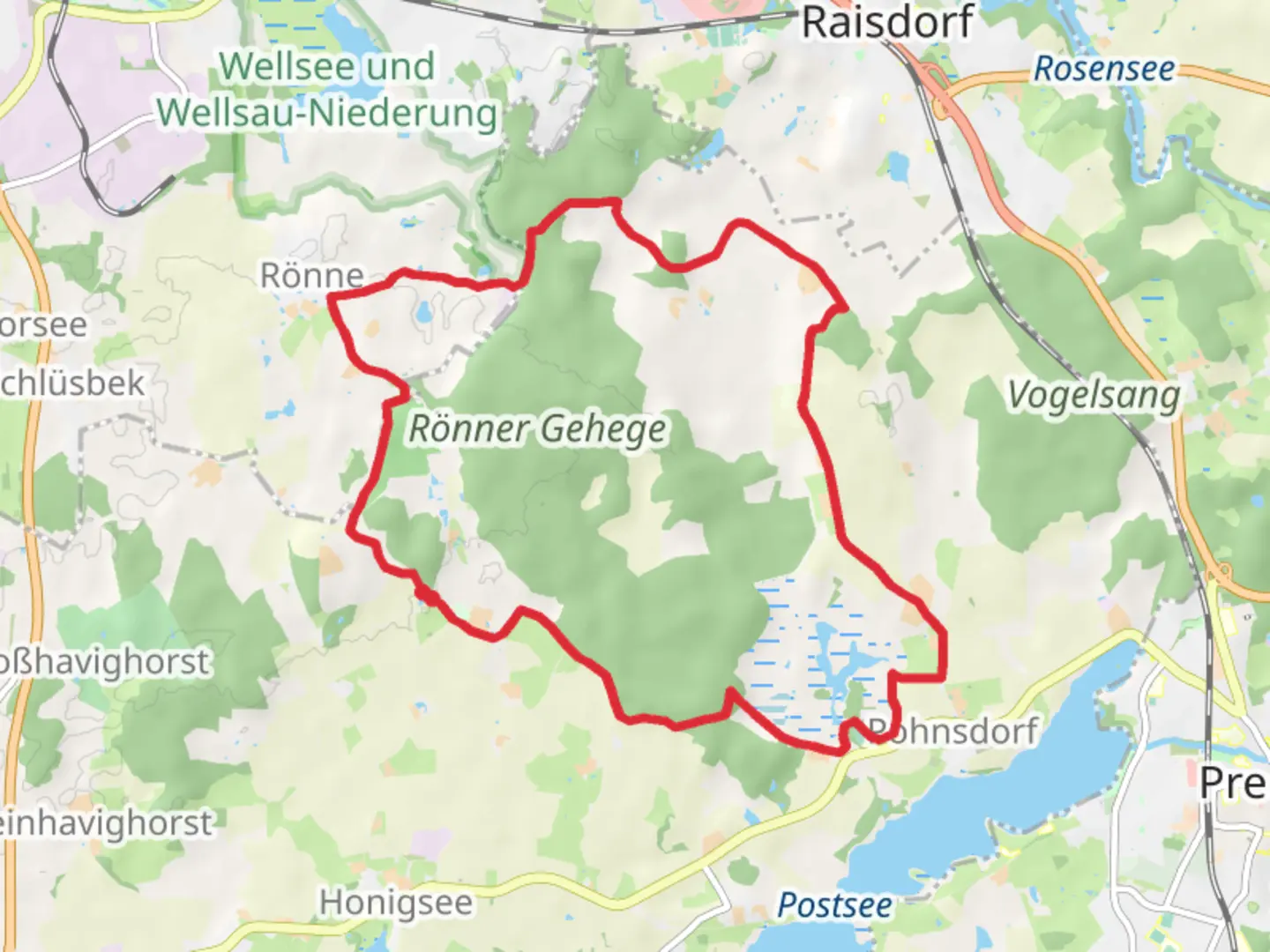 An image depicting the trail Ronner Gehege Loop and its surrounding area.