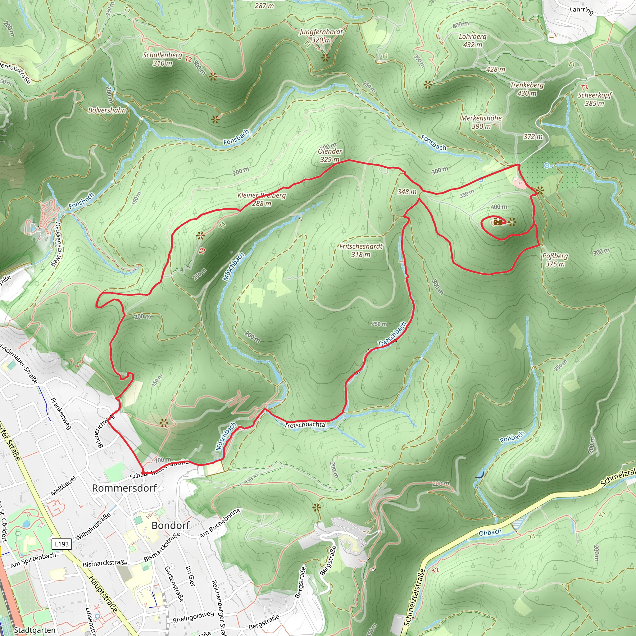 Kleiner Breiberg and Löwenburg via Tretschbachtal mobile static map