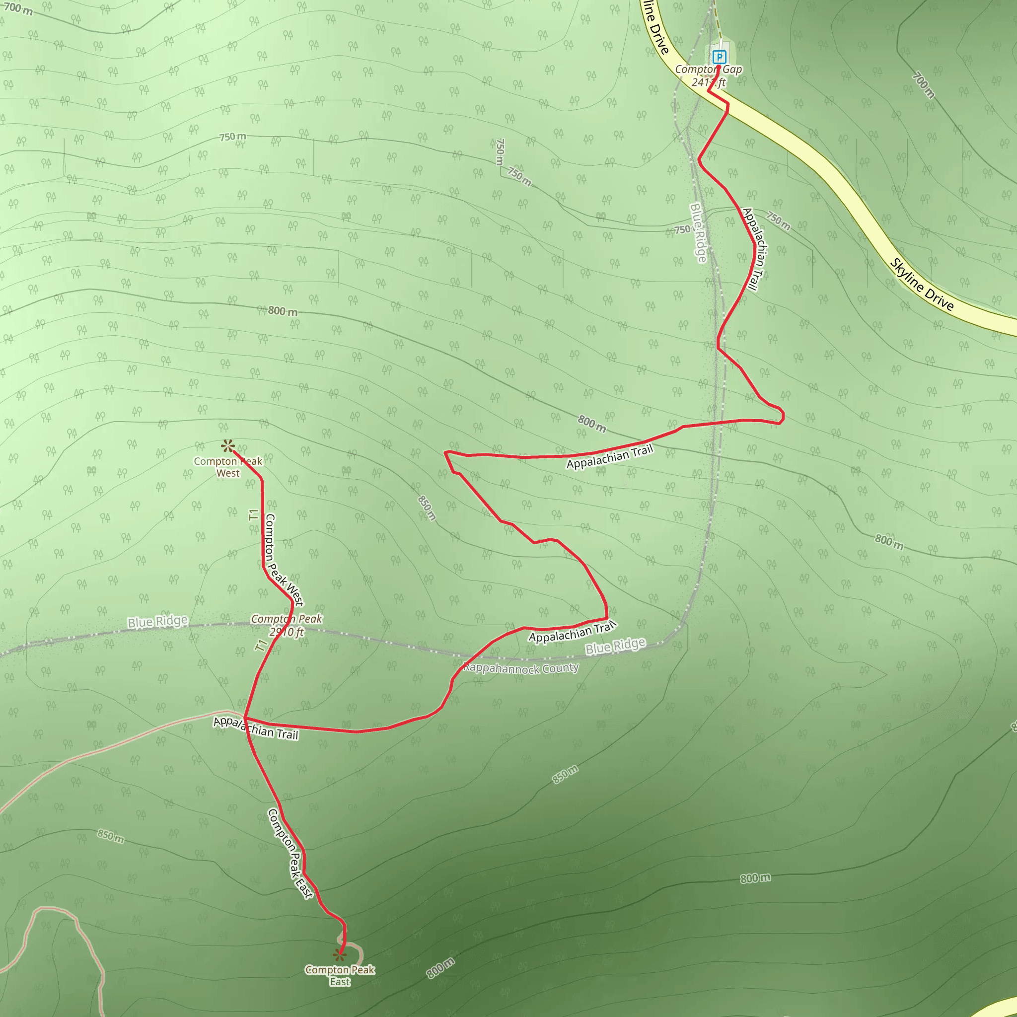 Compton Peak from Compton Gap mobile static map
