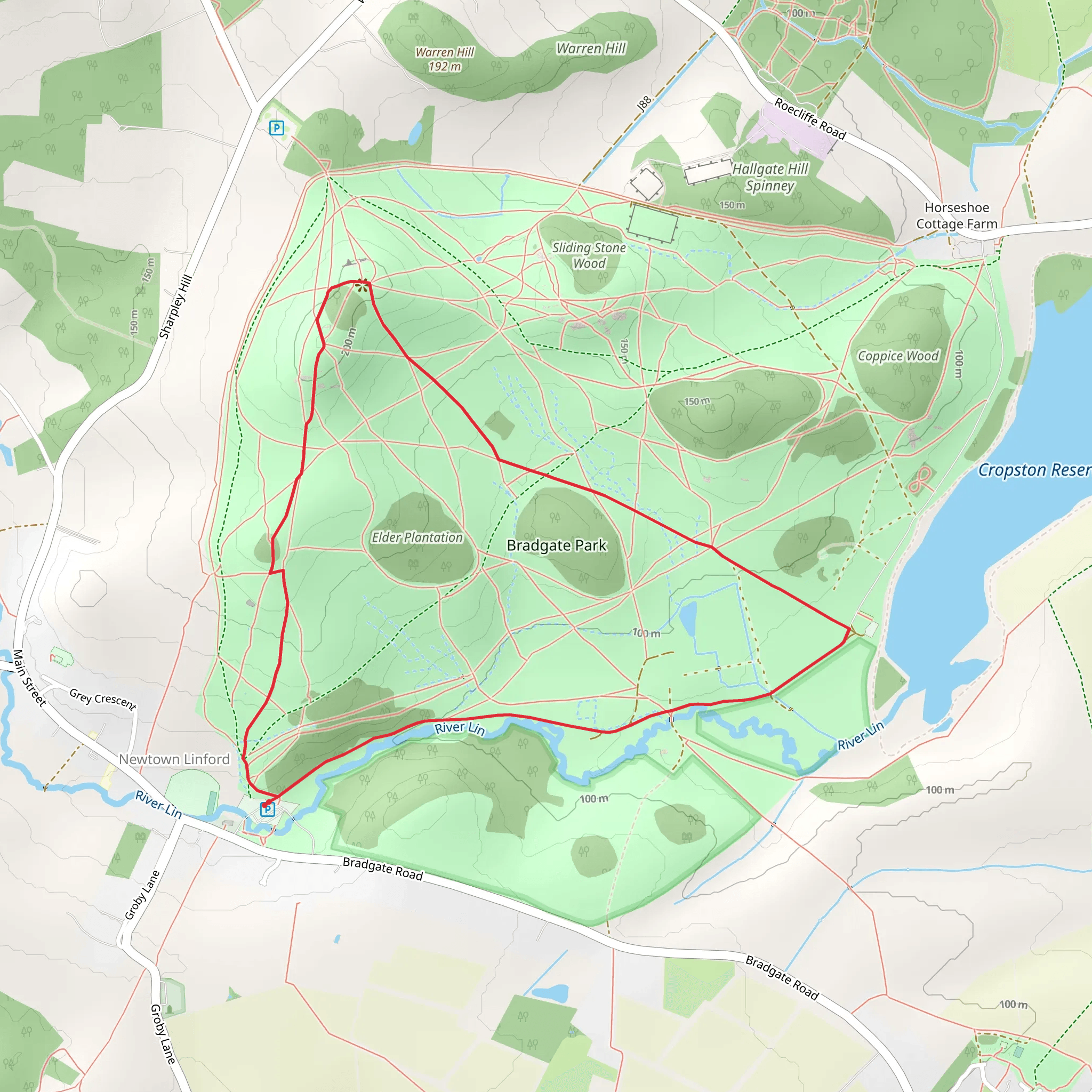 Bradgate Country Park Short Loop mobile static map