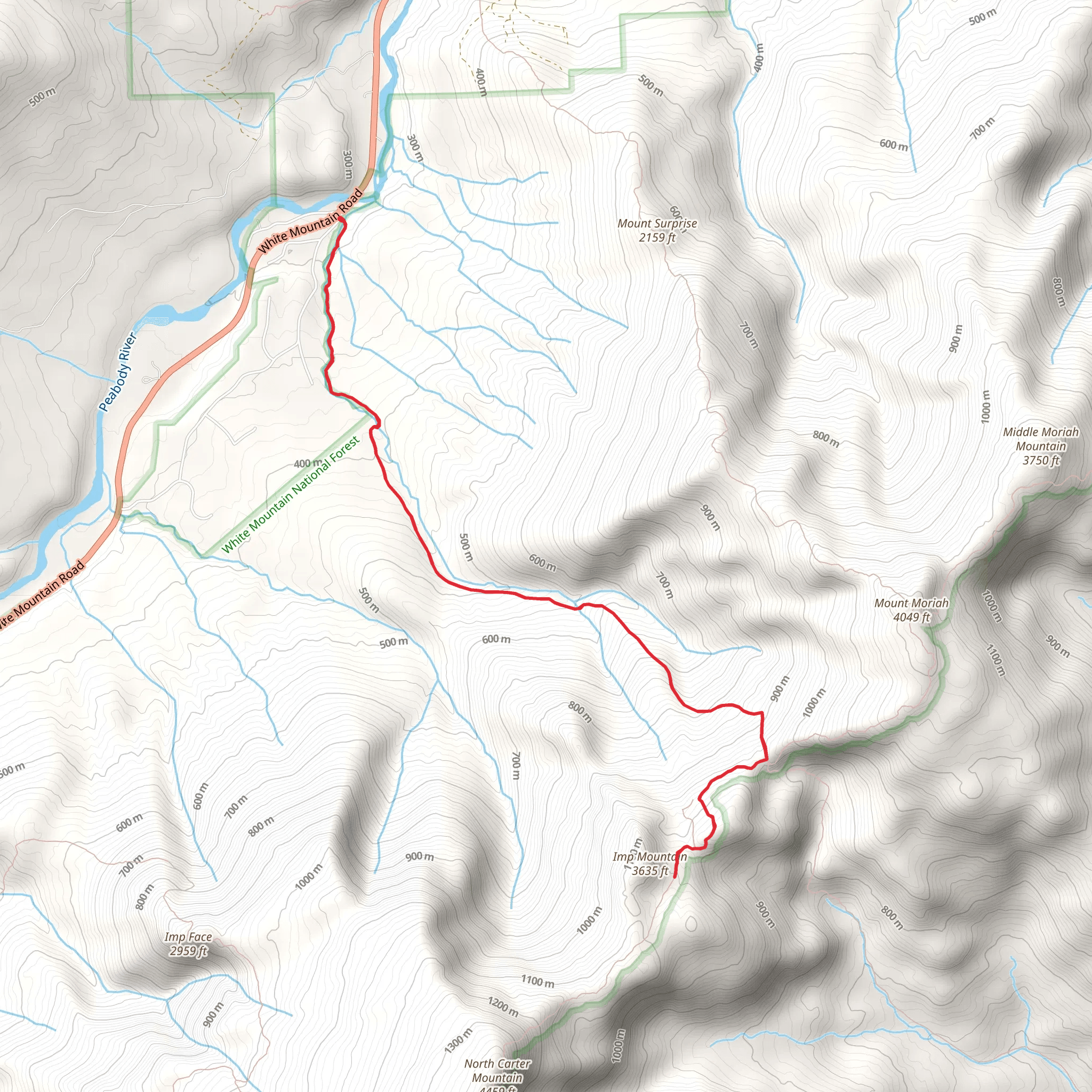 Imp Mountain via Stony Brook Trail mobile static map