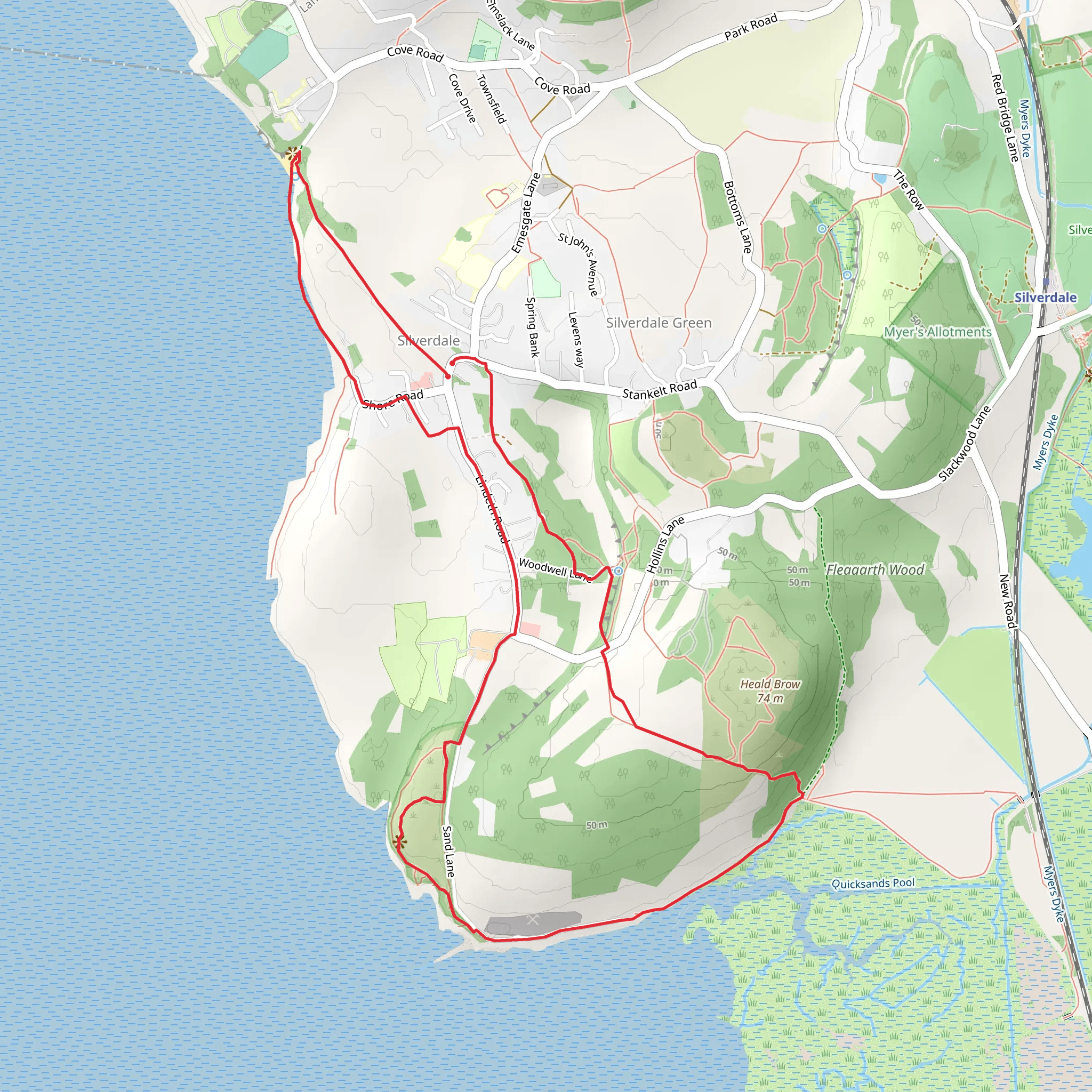 Silverdale - Jack Scout - Jenny Brown's Point and Warton Sands mobile static map