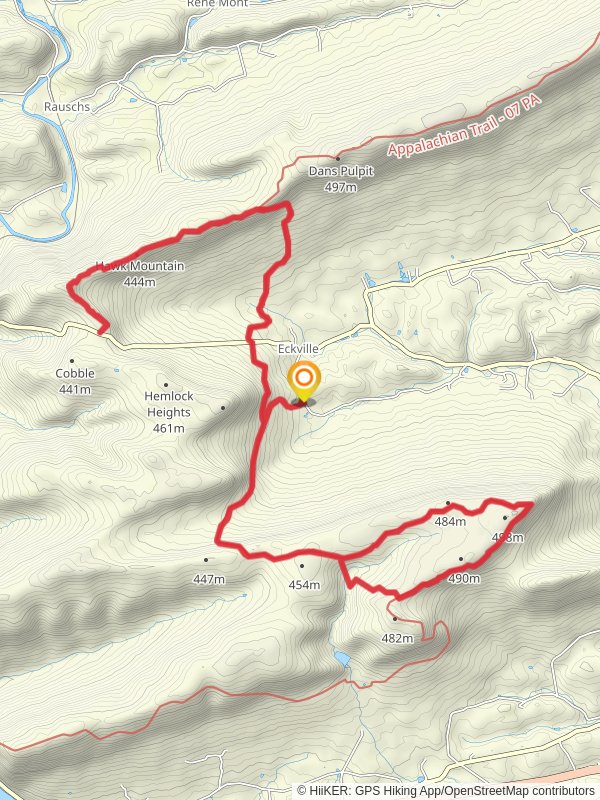 The Pinnacles and Hawk Mountain Loop mobile static map
