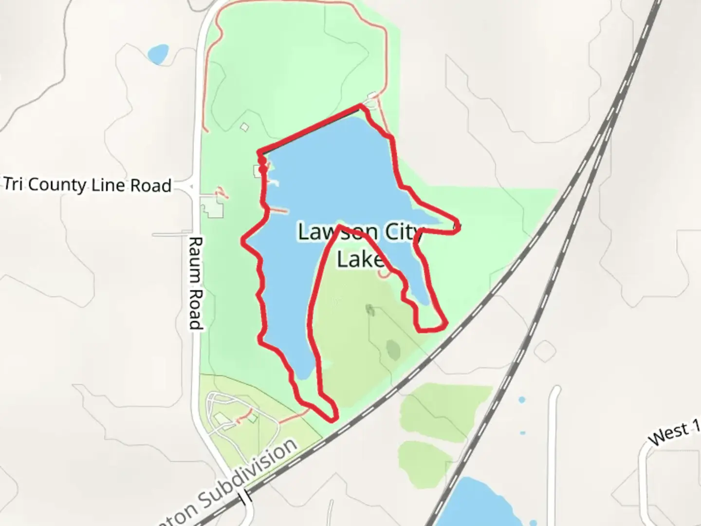 An image depicting the trail Lawson Lake Loop and its surrounding area.