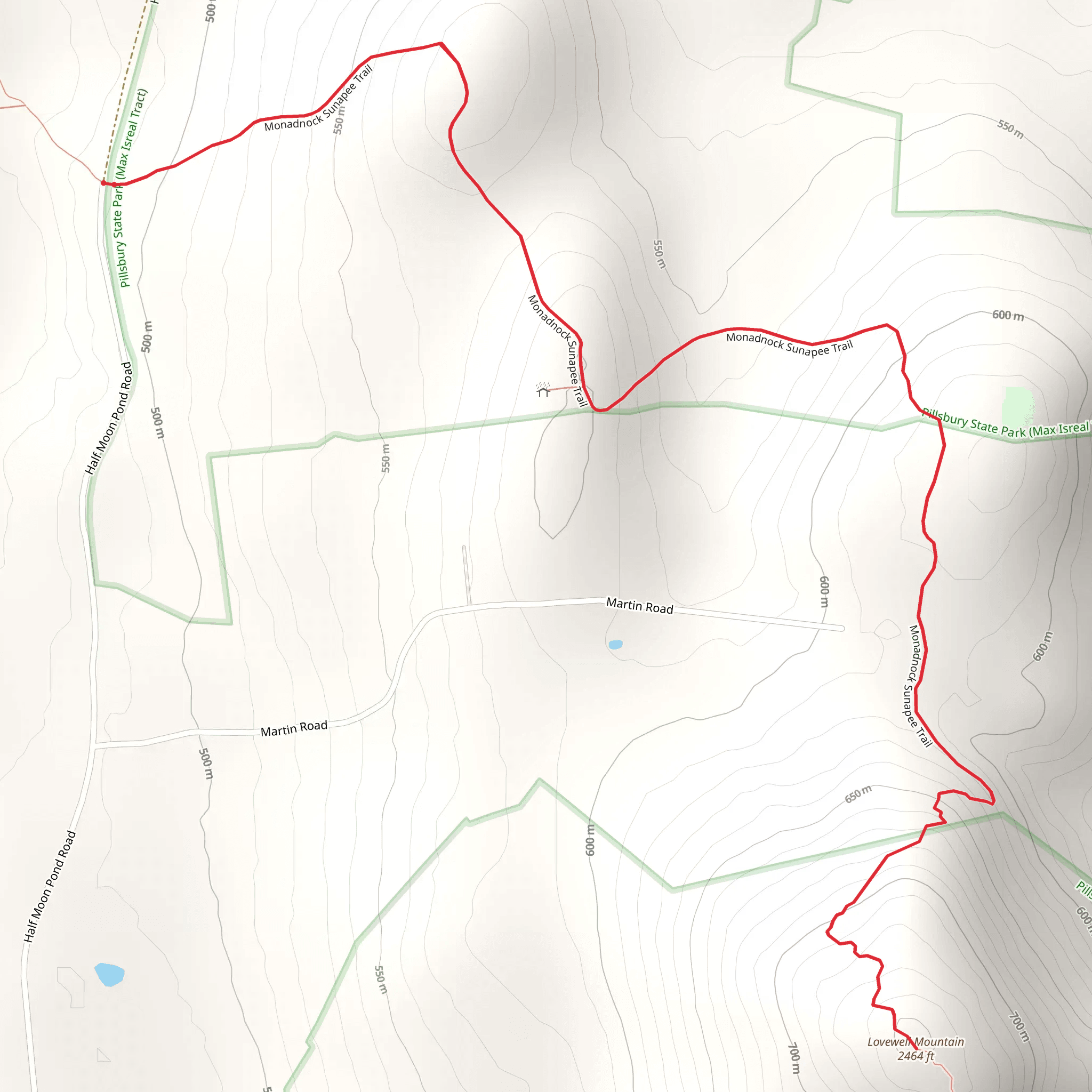 Lovewell Mountain Trail mobile static map
