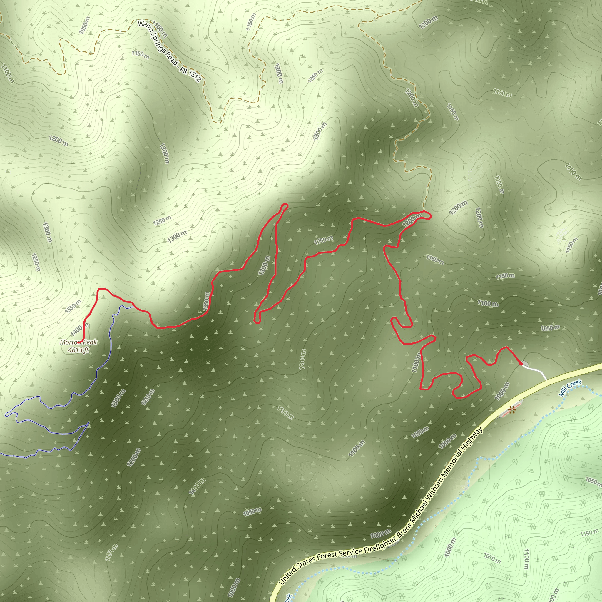 Morton Peak via Santa Ana River Trail mobile static map