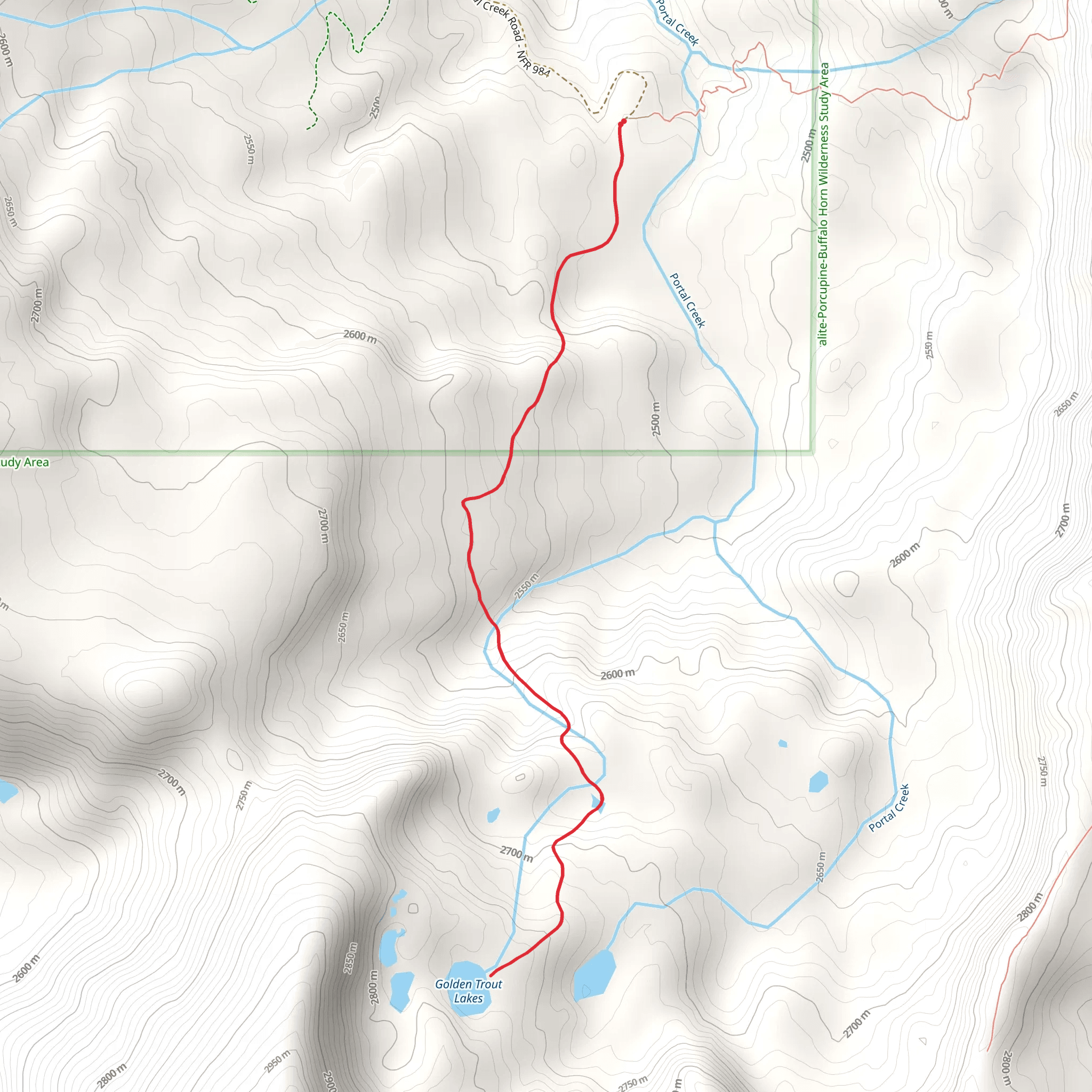 Golden Trout Lakes Trail mobile static map