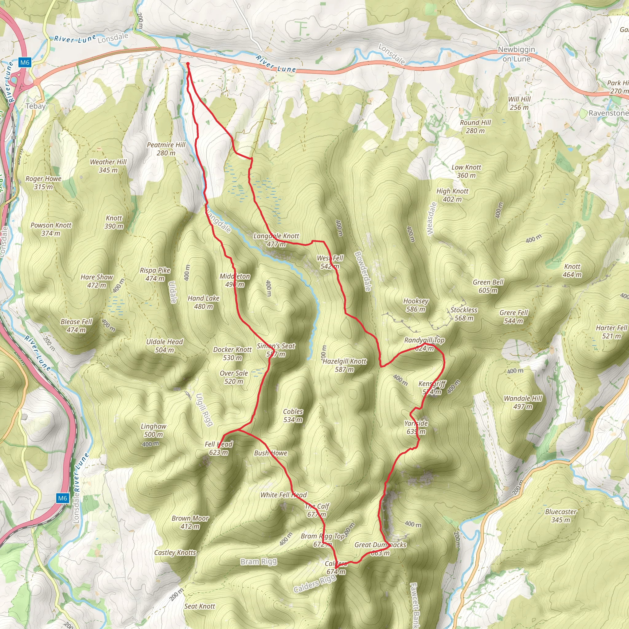 Howgills Loop from Longdale - Cumbria mobile static map