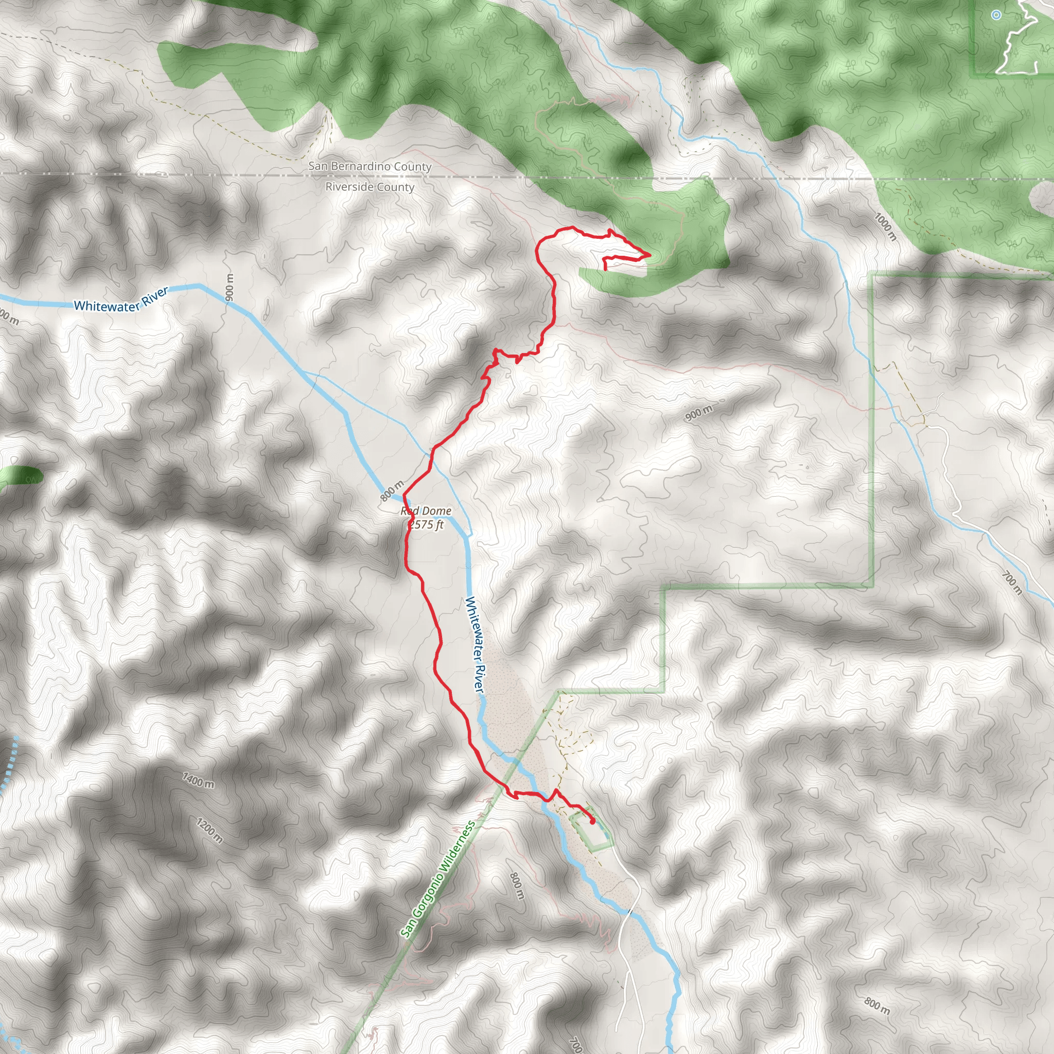 Red Dome via PCT - Short mobile static map