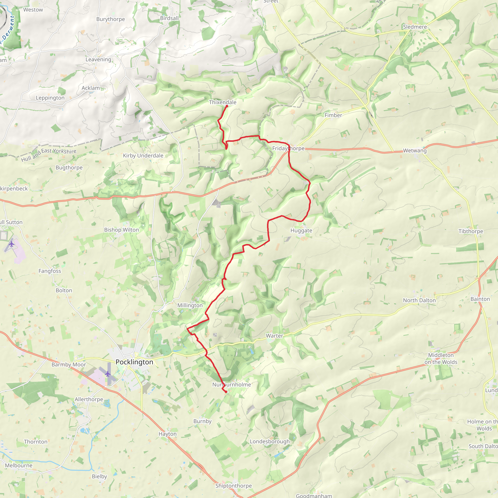 Nunburnholme to Thixendale - Wolds Way mobile static map