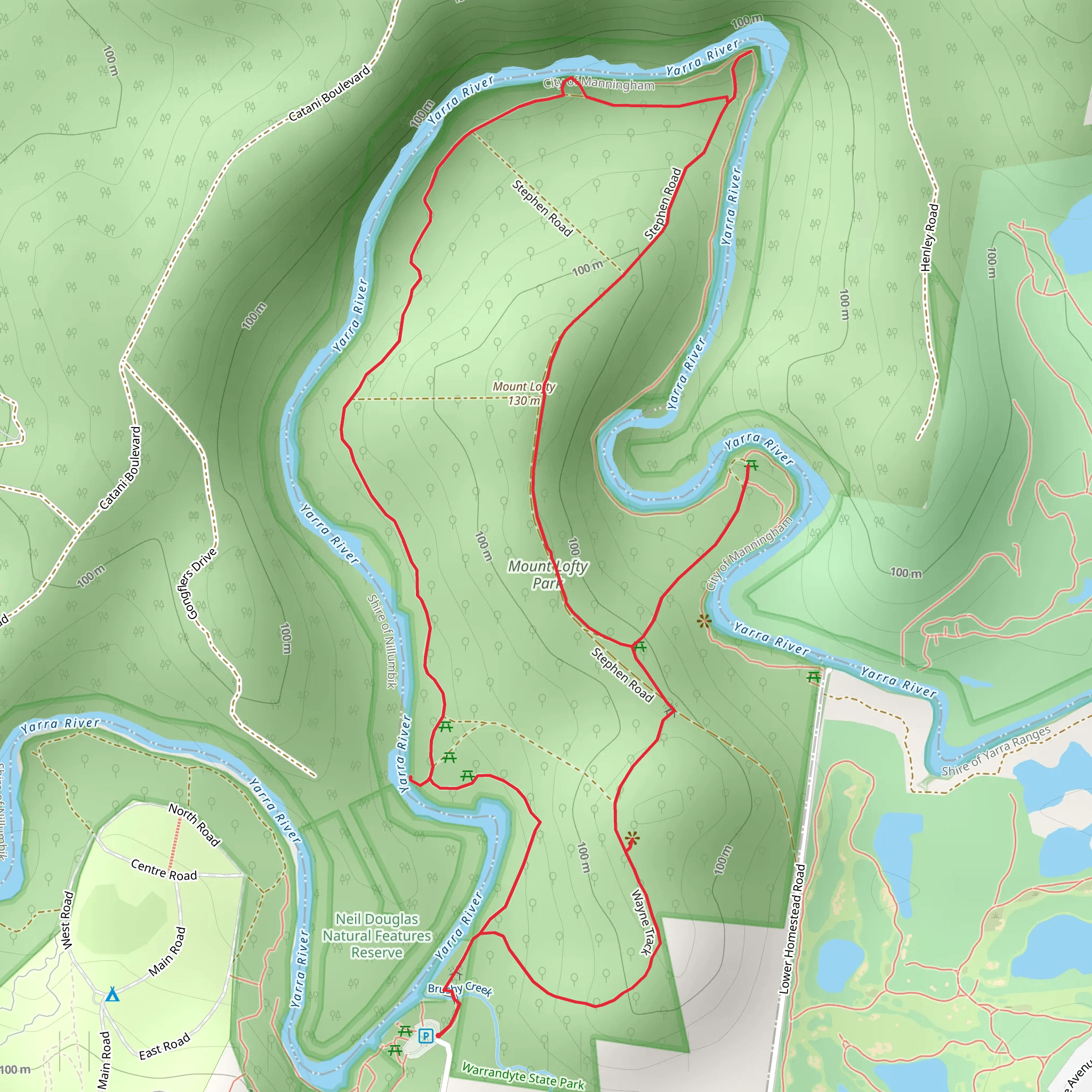 Mount Lofty Trail mobile static map