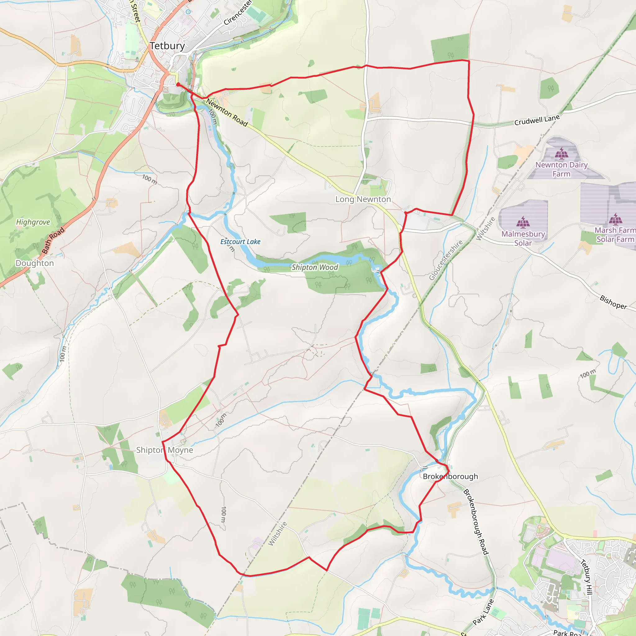 Shipton Wood, Brokenborough Park and Shipton Moyne Park Loop mobile static map