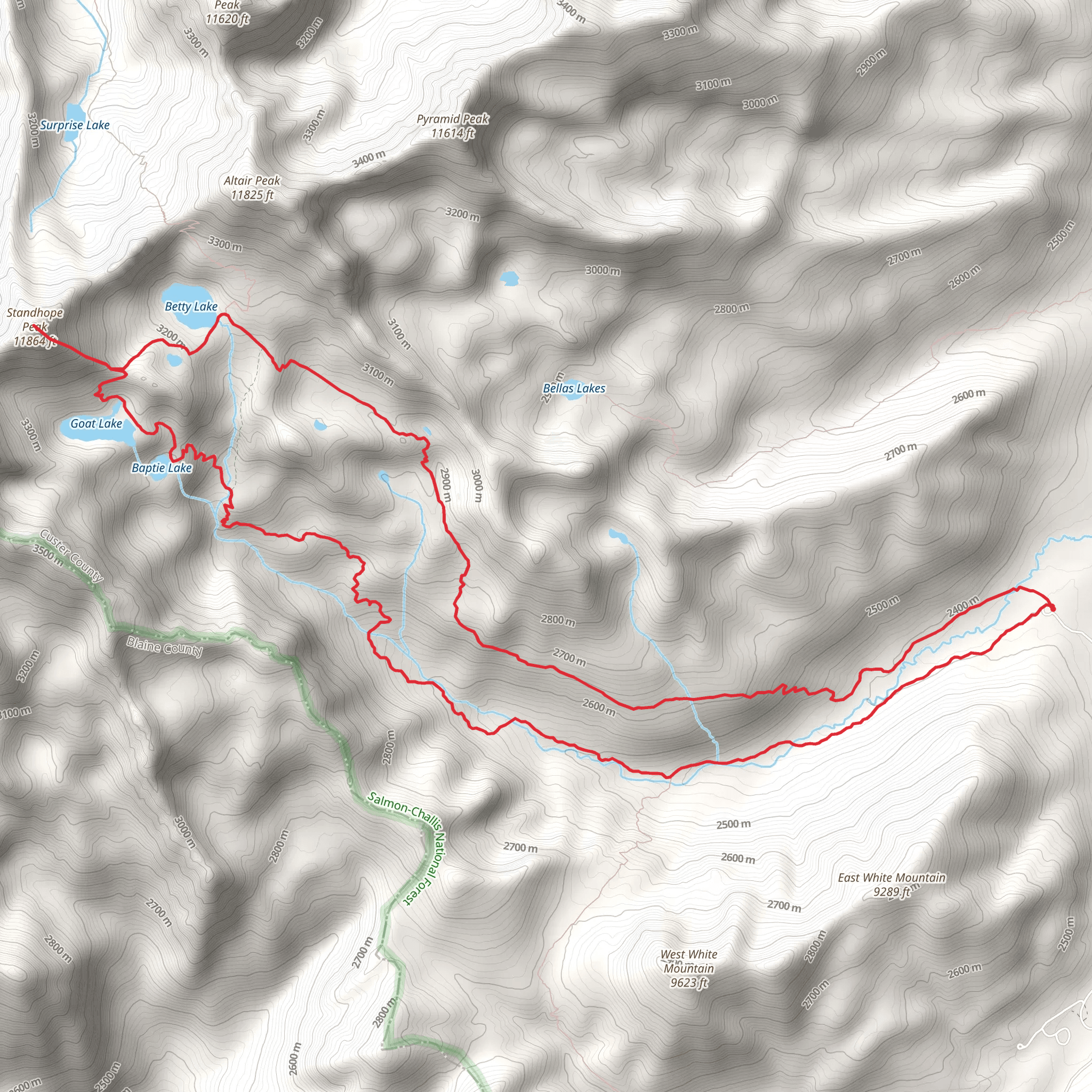 Jarvis, Standhope Peak and Broad Canyon Loop Trail mobile static map