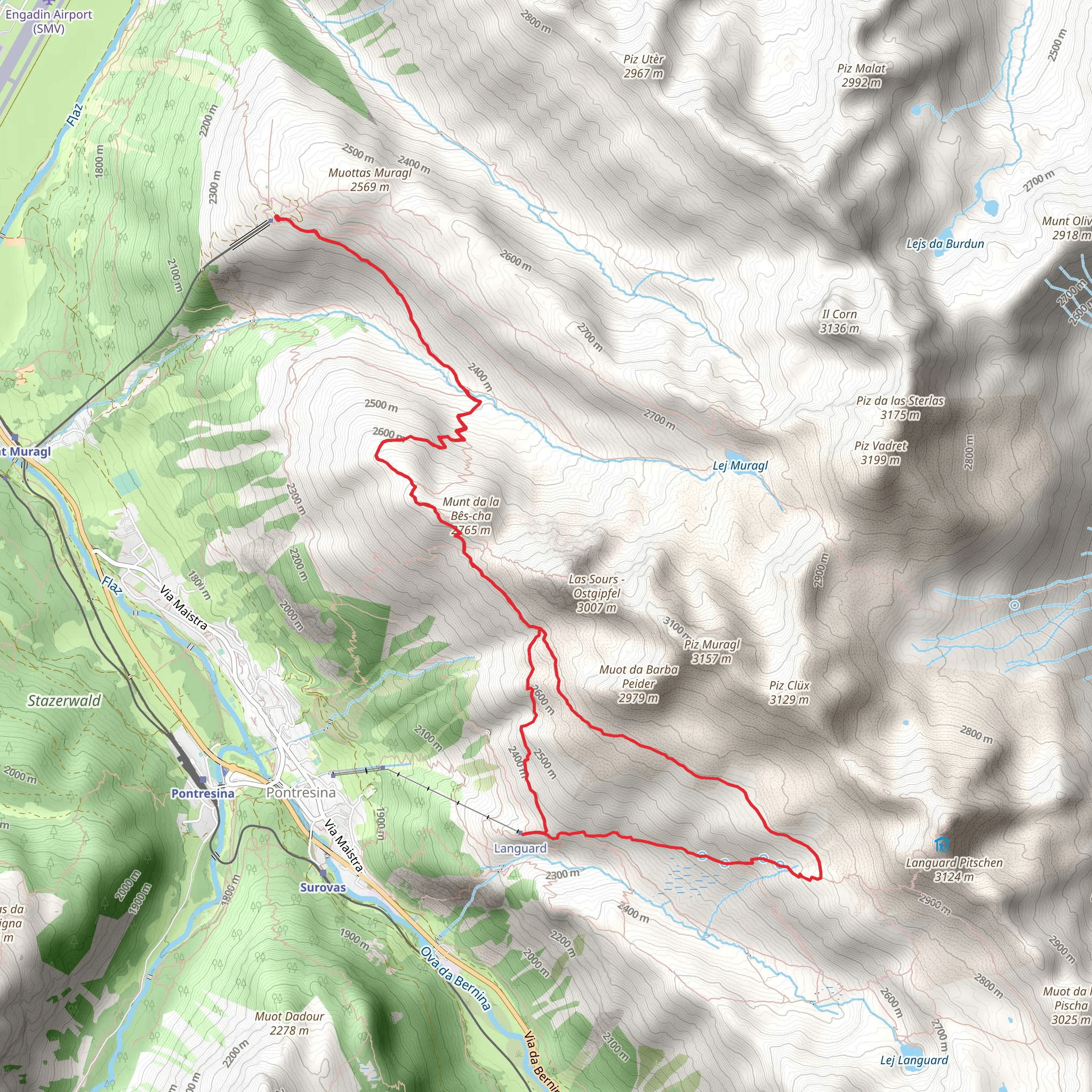 Muottas Muragl to Alp Languard mobile static map