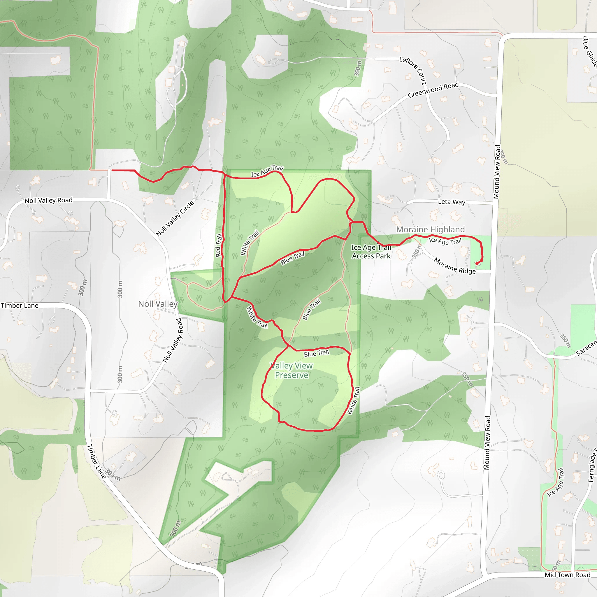 Red, White and Blue Trail and Ice Age Trail mobile static map
