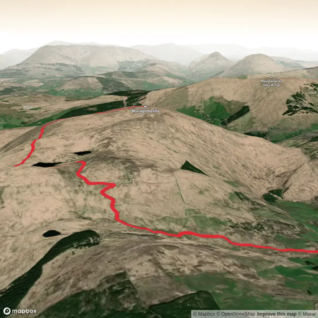 An image depicting the trail Mullaghmesha and its surrounding area.
