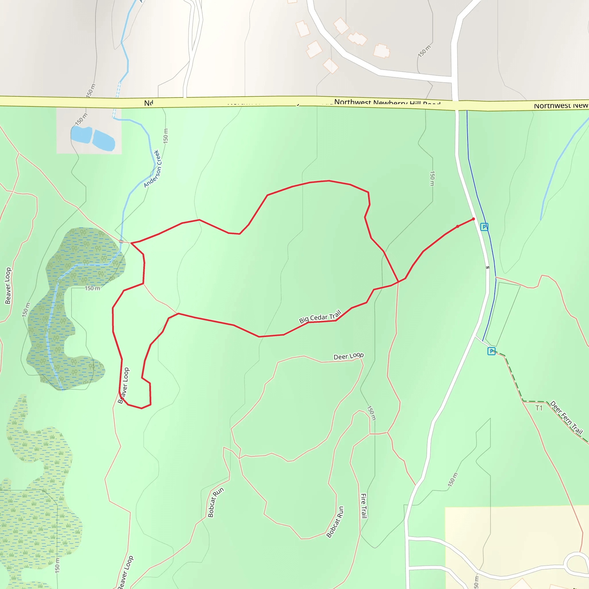 Big Cedar Trail and Beaver Loop mobile static map