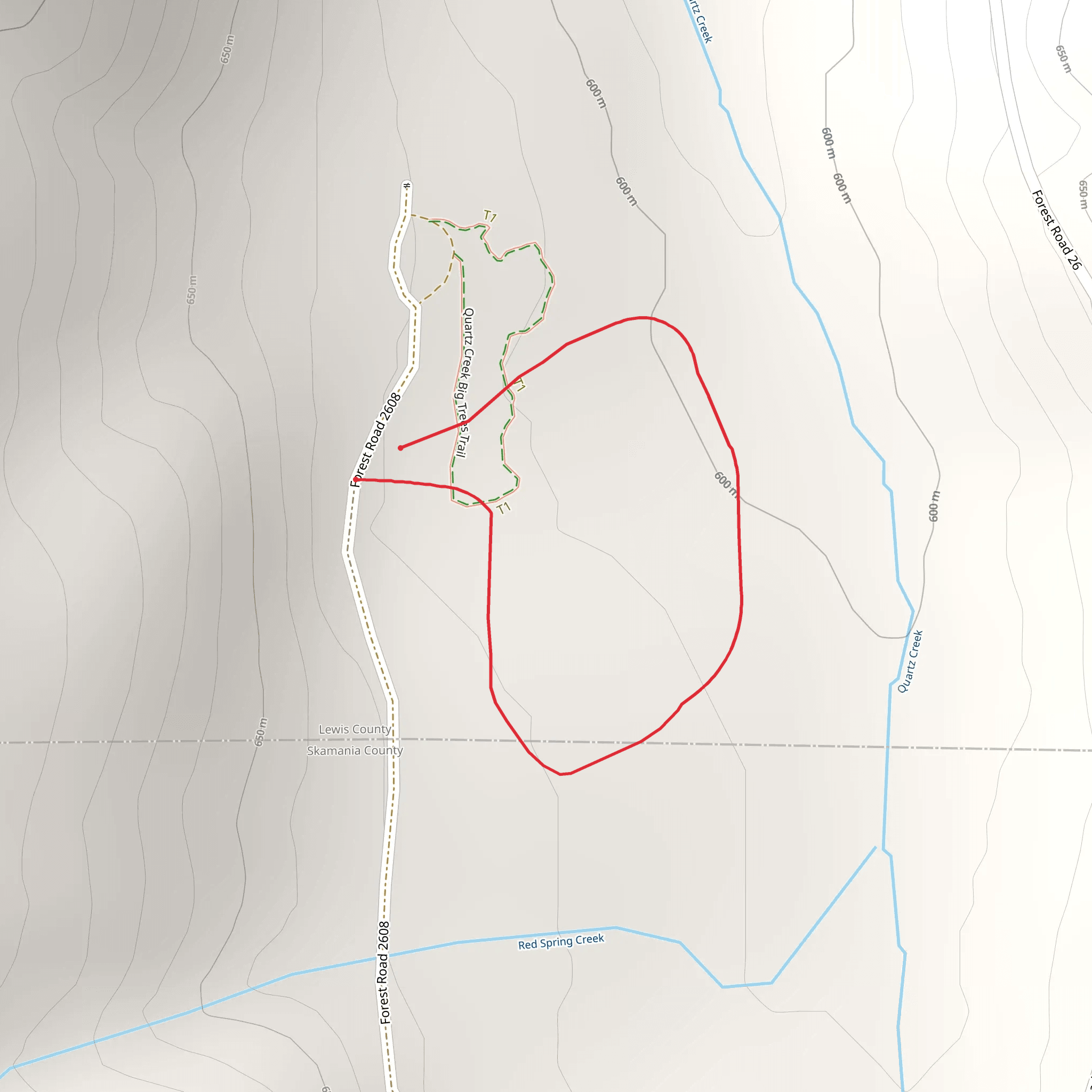 Quartz Creek Big Trees Trail mobile static map