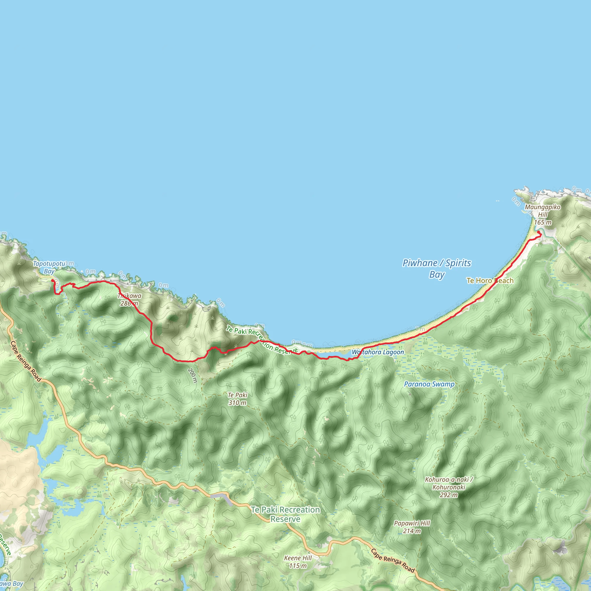 Kapowairua - Spirits Bay to Pandora mobile static map