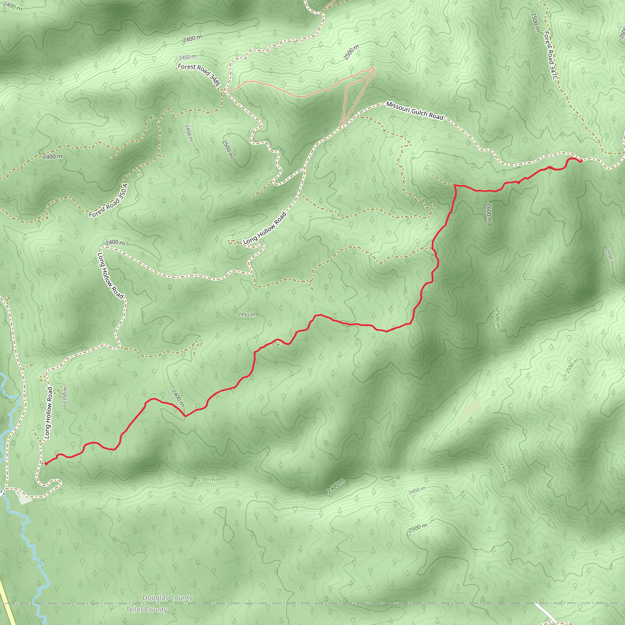 Forest Road 344 from South Rainbow Falls Road mobile static map