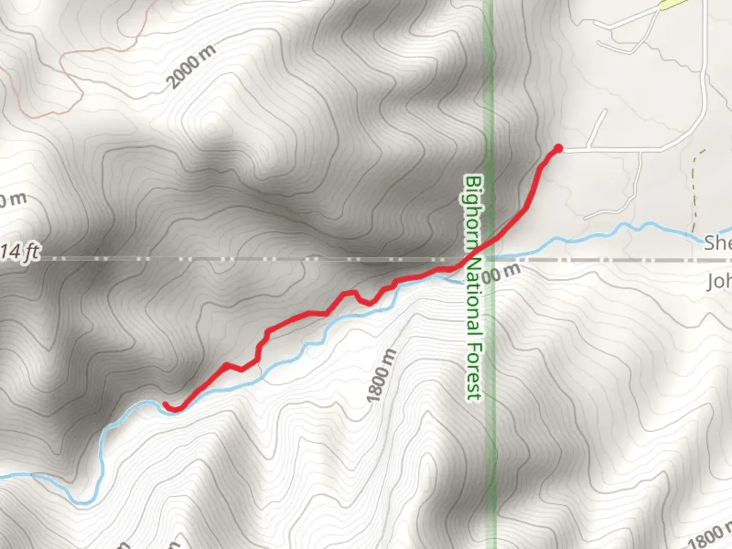 An image depicting the trail South Piney Creek and its surrounding area.