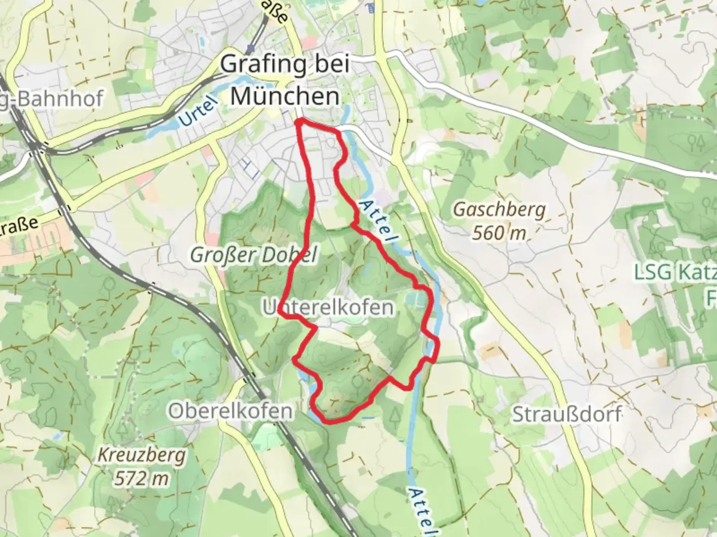 An image depicting the trail Eisweiher and Spiegelweiher Loop and its surrounding area.