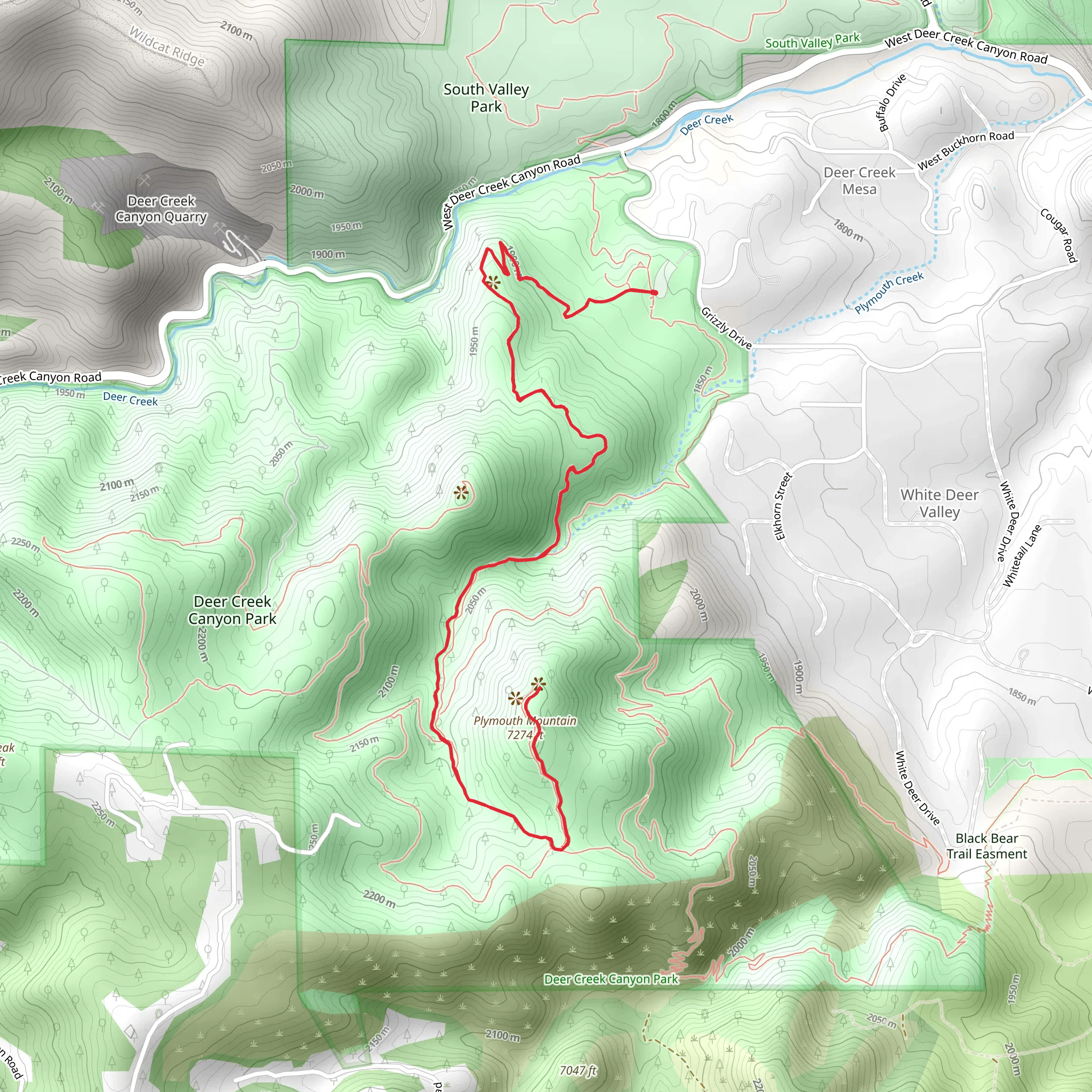 Plymouth Mountain via Plymouth Creek Trail mobile static map