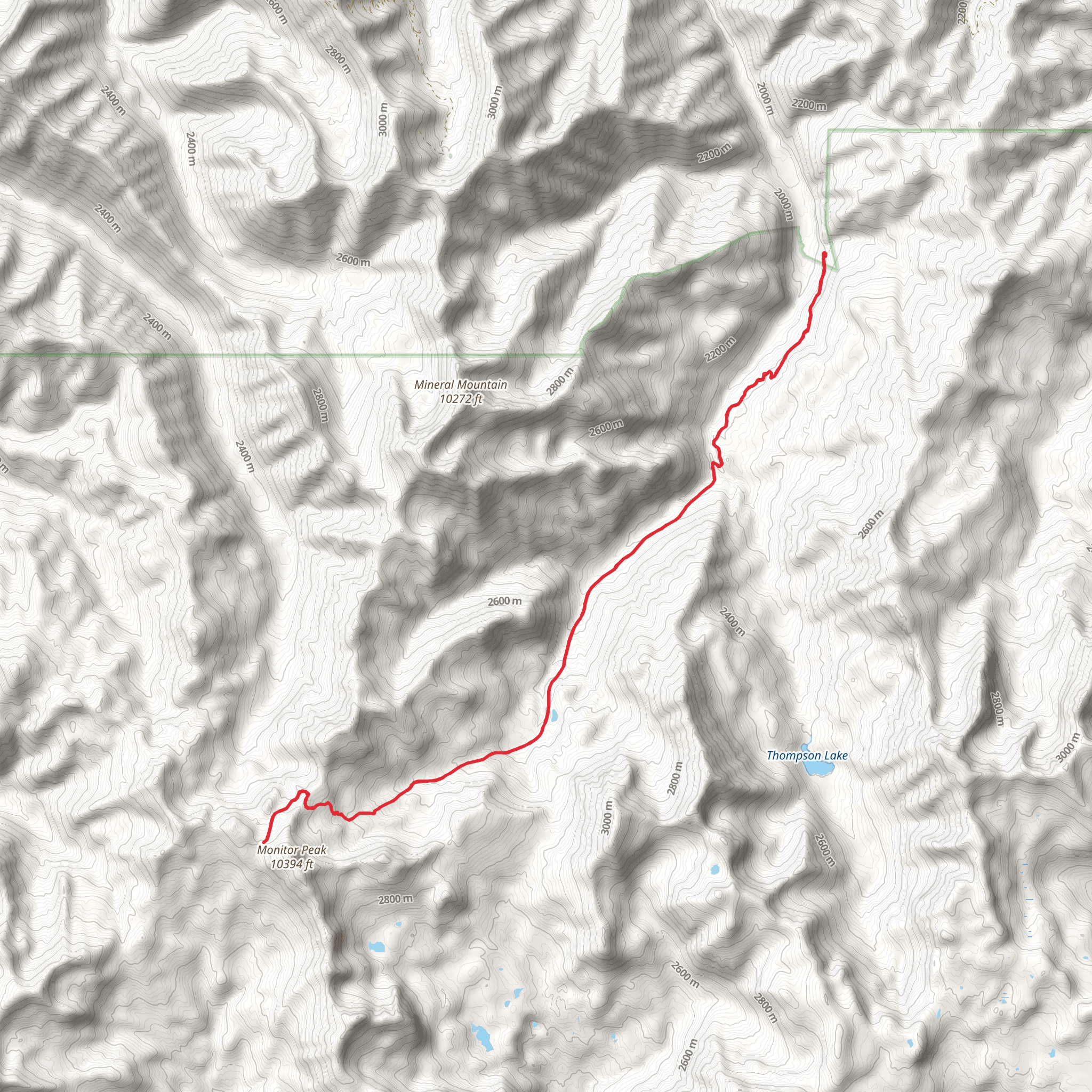 Monitor Peak via Thompson Lake Trail mobile static map