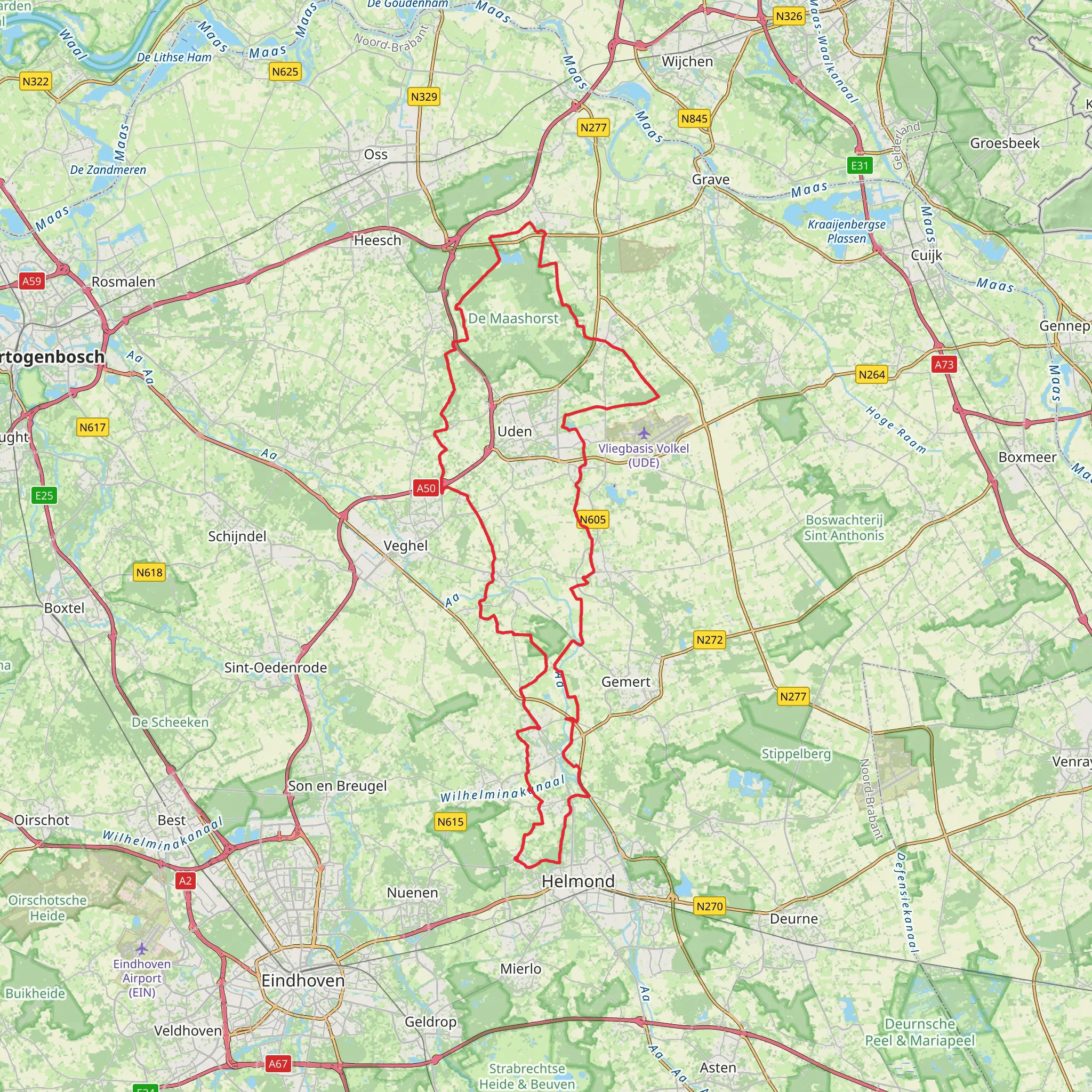 Nistelrooise Baan, Het Hurkske, Schaijksche Heide and Trentsche Bosschen Loop mobile static map