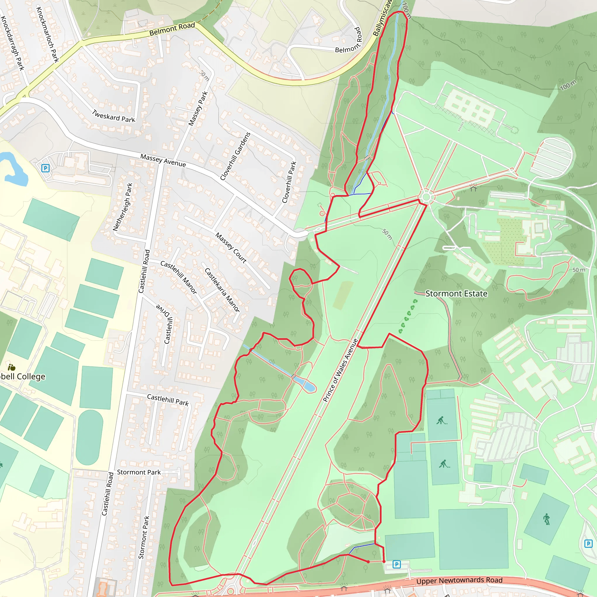Stormont Woodland Walks and Fitness Trail mobile static map