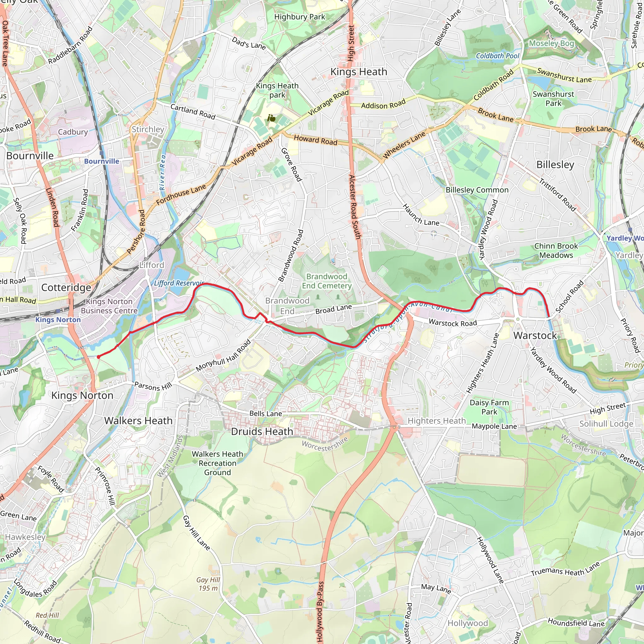 Stratford upon Avon Canal Walk - Kings Norton mobile static map