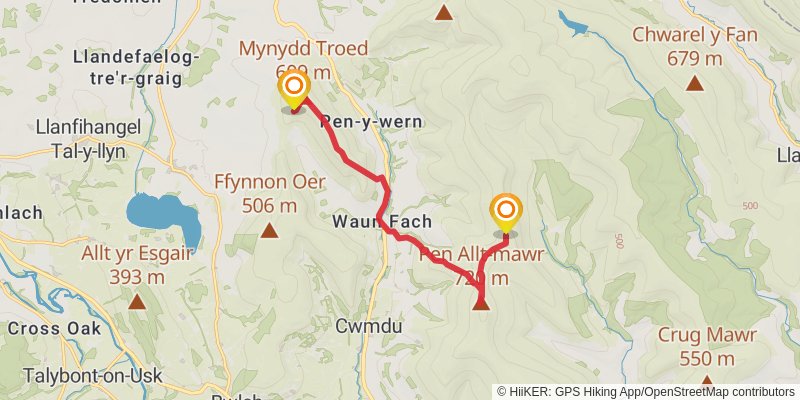 Llangors to Craswall Walk stage 2 Map
