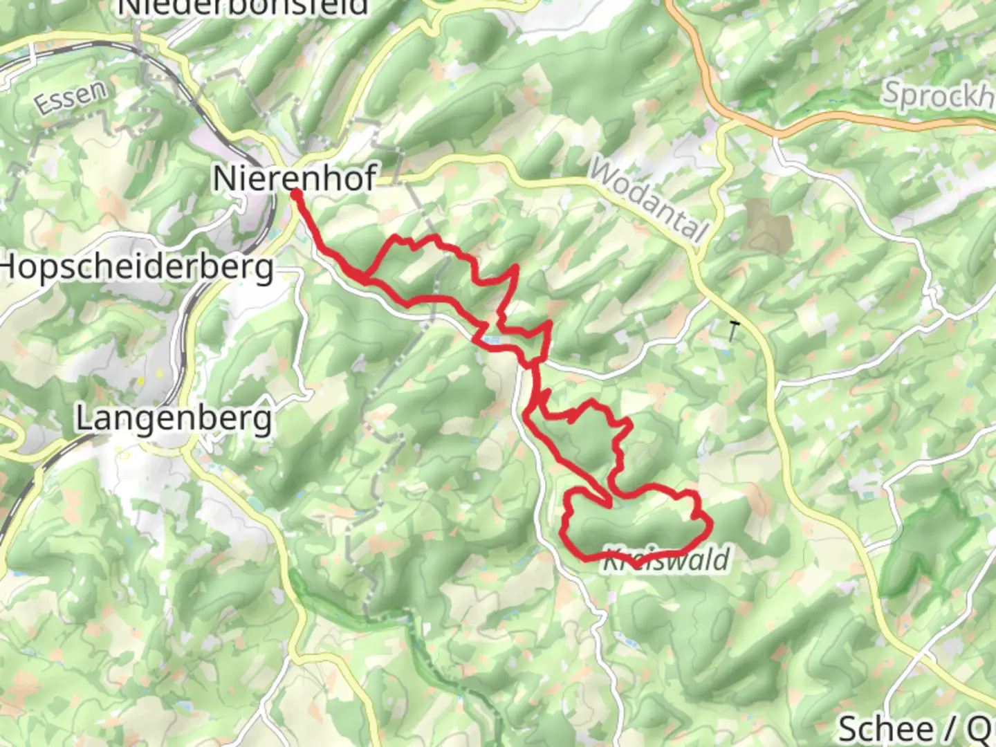 An image depicting the trail Heimannsbusch and Immelberg Loop and its surrounding area.