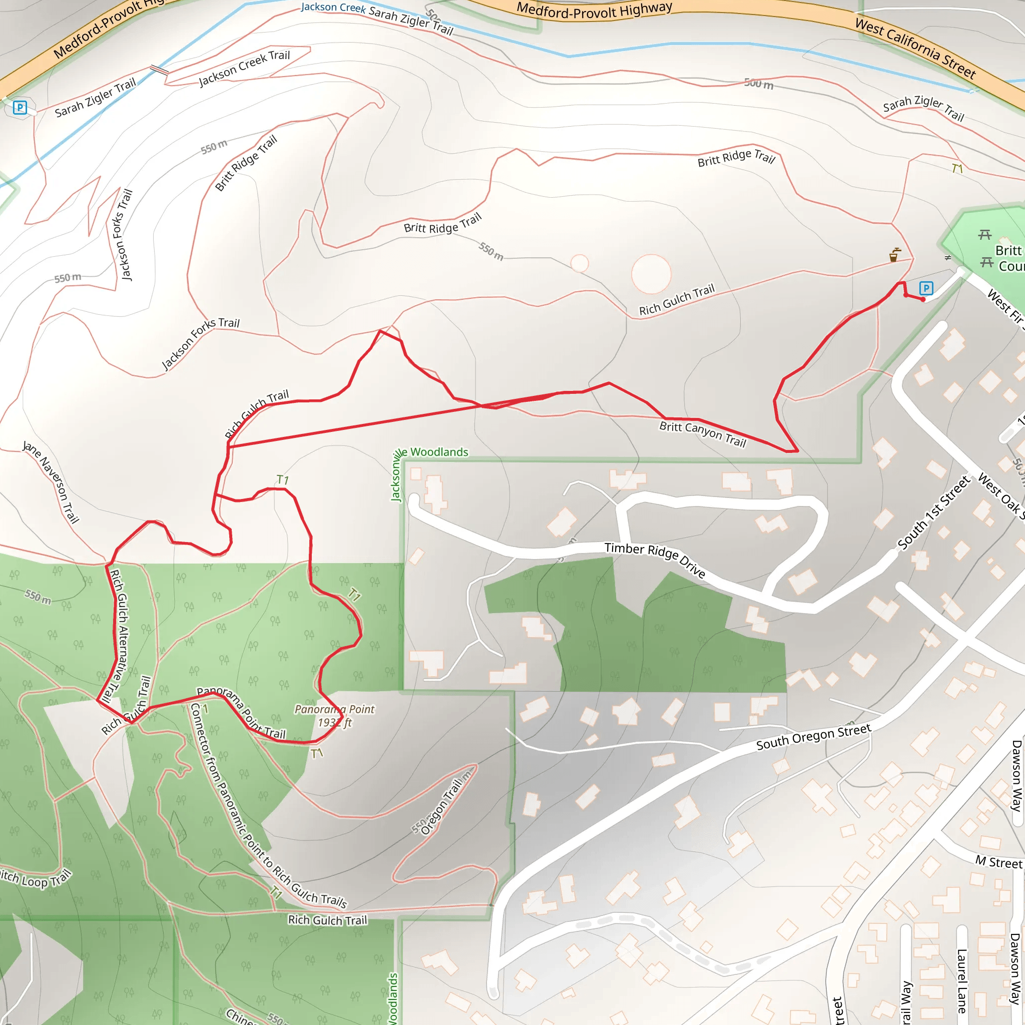 Britt Canyon Trail, Rich Gulch Trail and Panorama Point Trail mobile static map