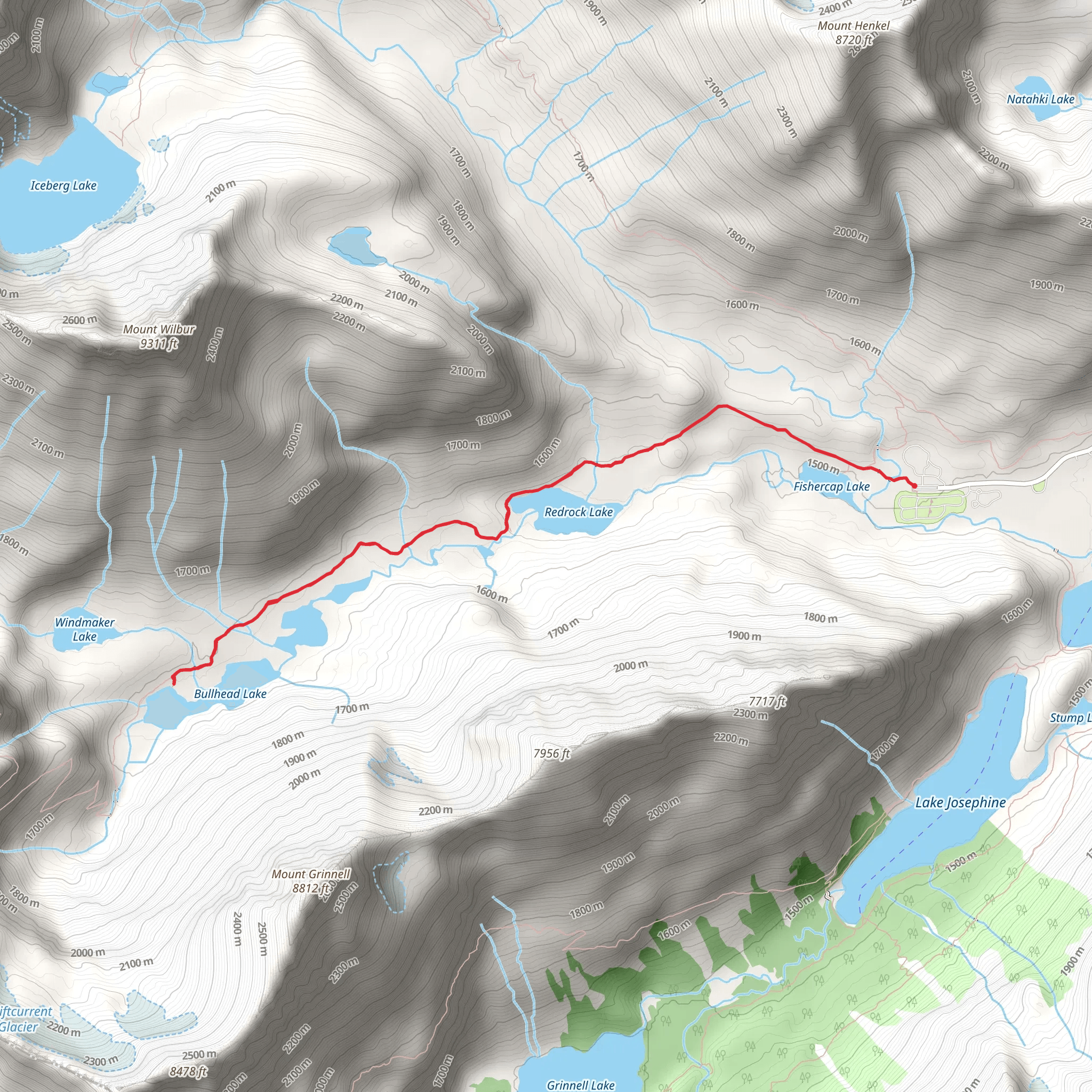 Redrock, Fishercap and Bullhead Lakes mobile static map