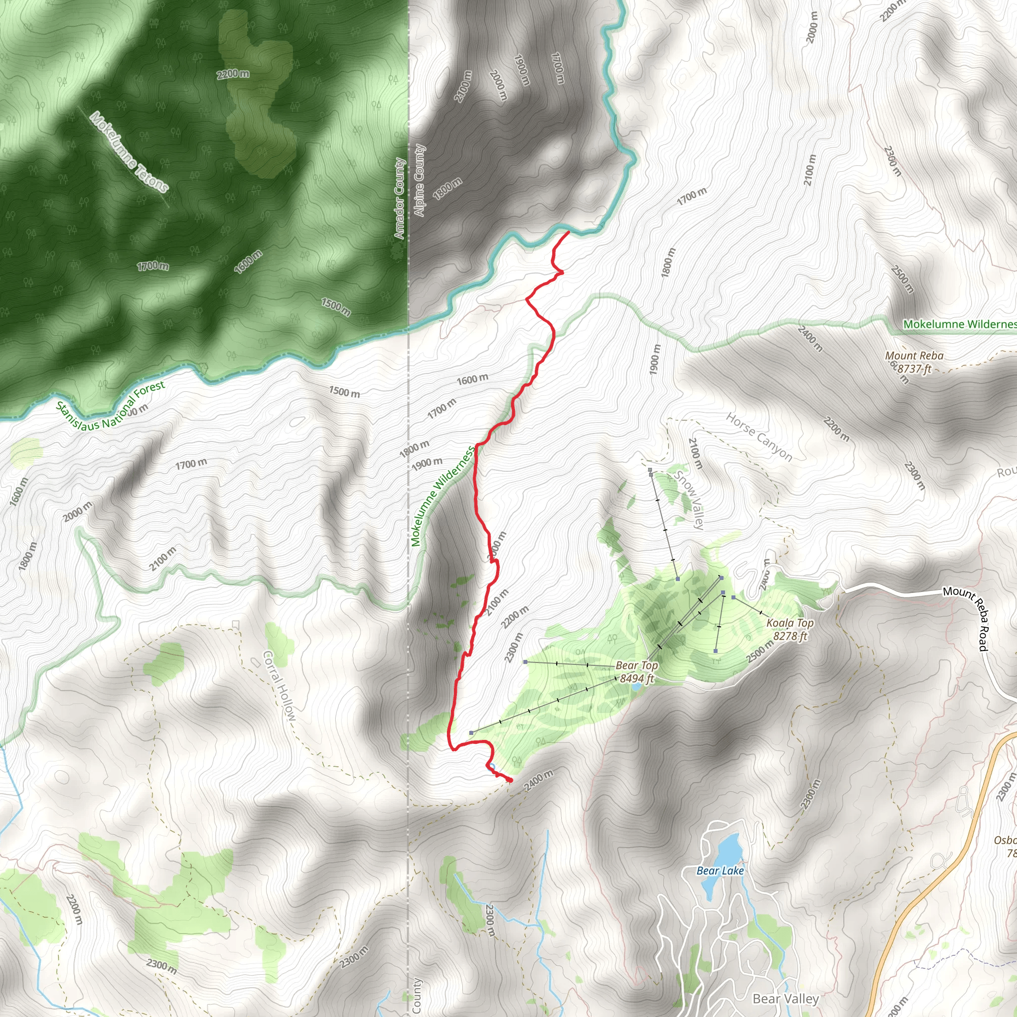 Grouse Valley Trail mobile static map