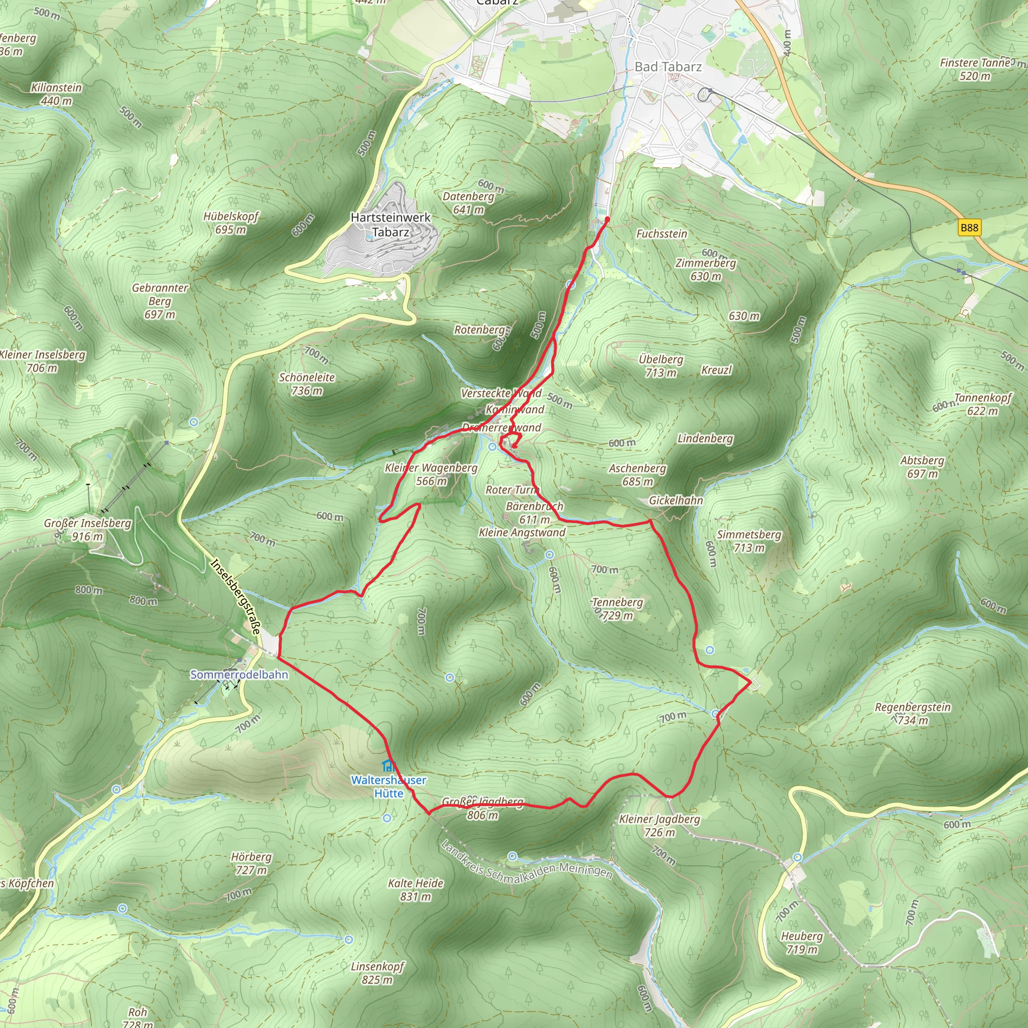 Großer Jagdberg via Rennsteig and Inselsberg Tour mobile static map