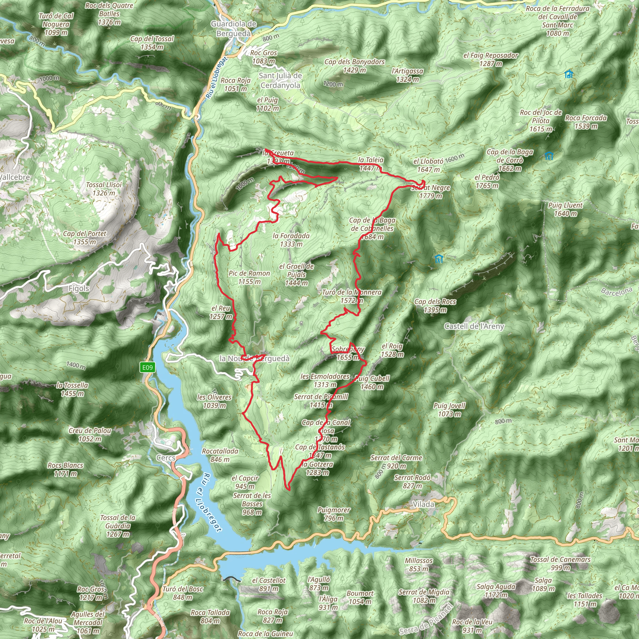 Path of the Nou de Bergueda PR C 199 mobile static map
