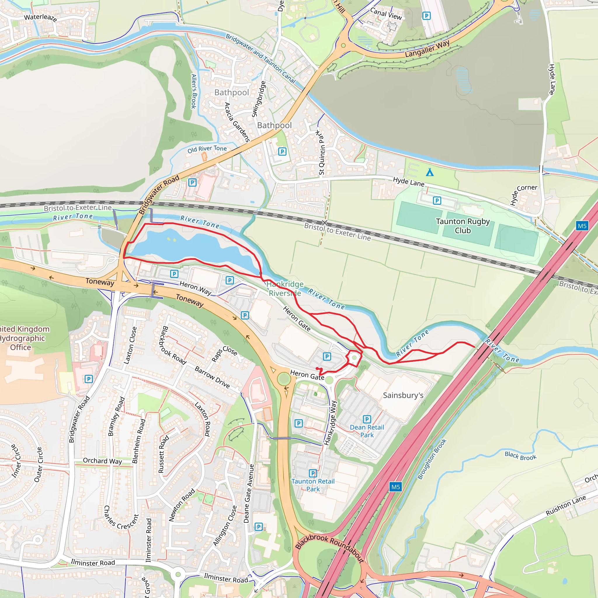 River Tone Loop from Heron Gate mobile static map