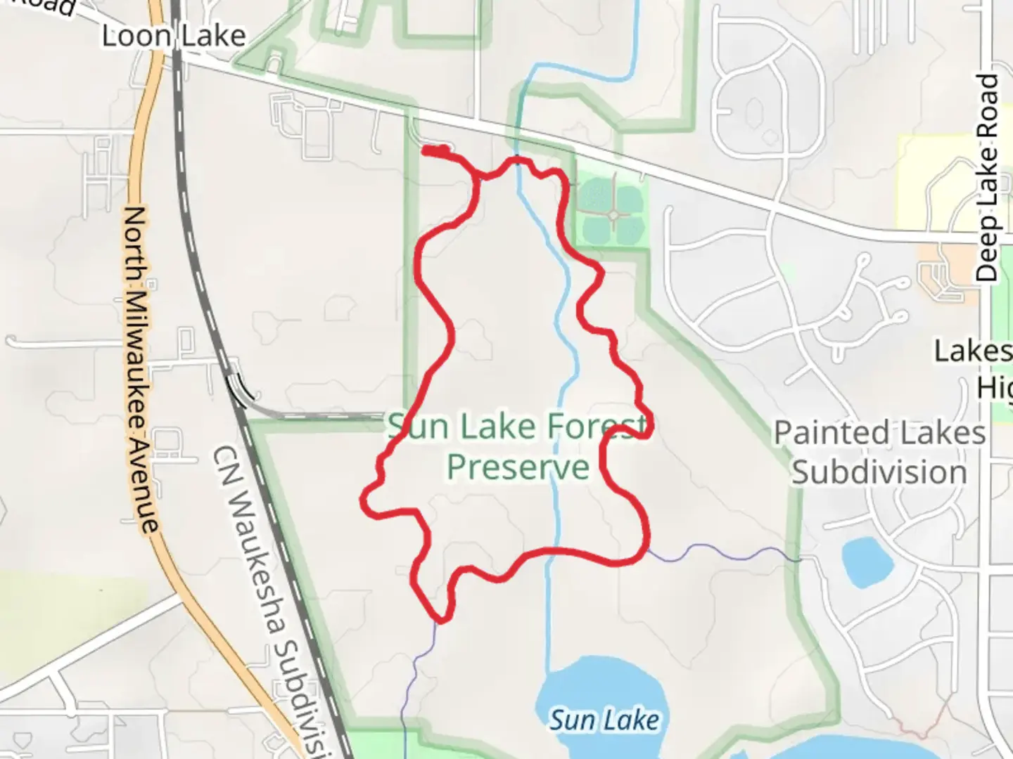 An image depicting the trail Sequoit Creek Loop and its surrounding area.