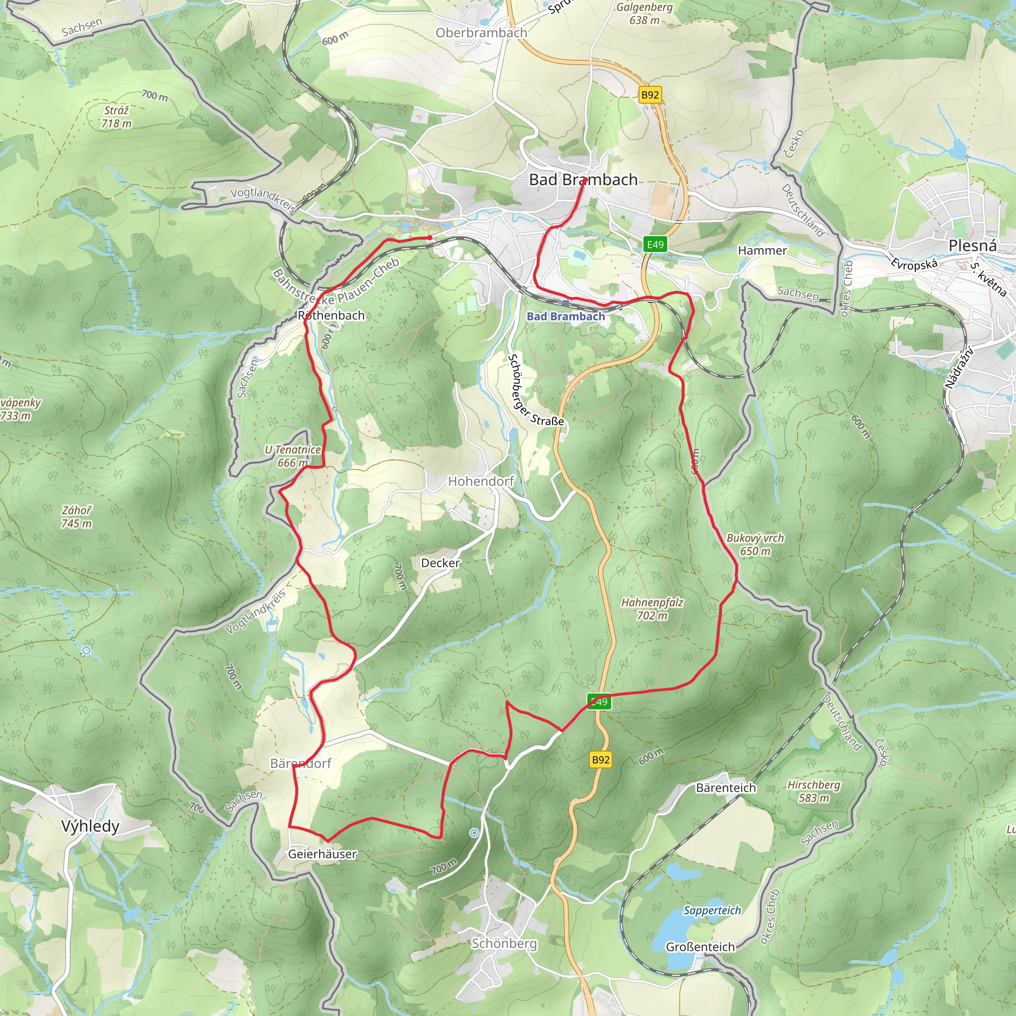 Kapellenberg via Vogtland Panorama Weg mobile static map
