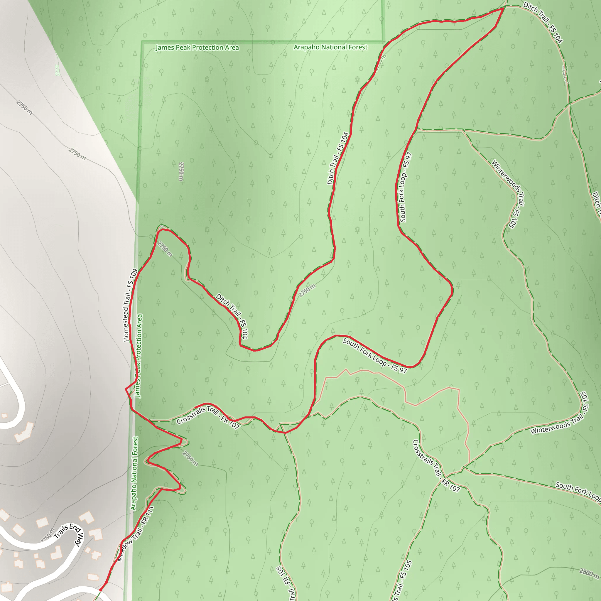 Homestead Trail and South Fork Ranch Loop mobile static map