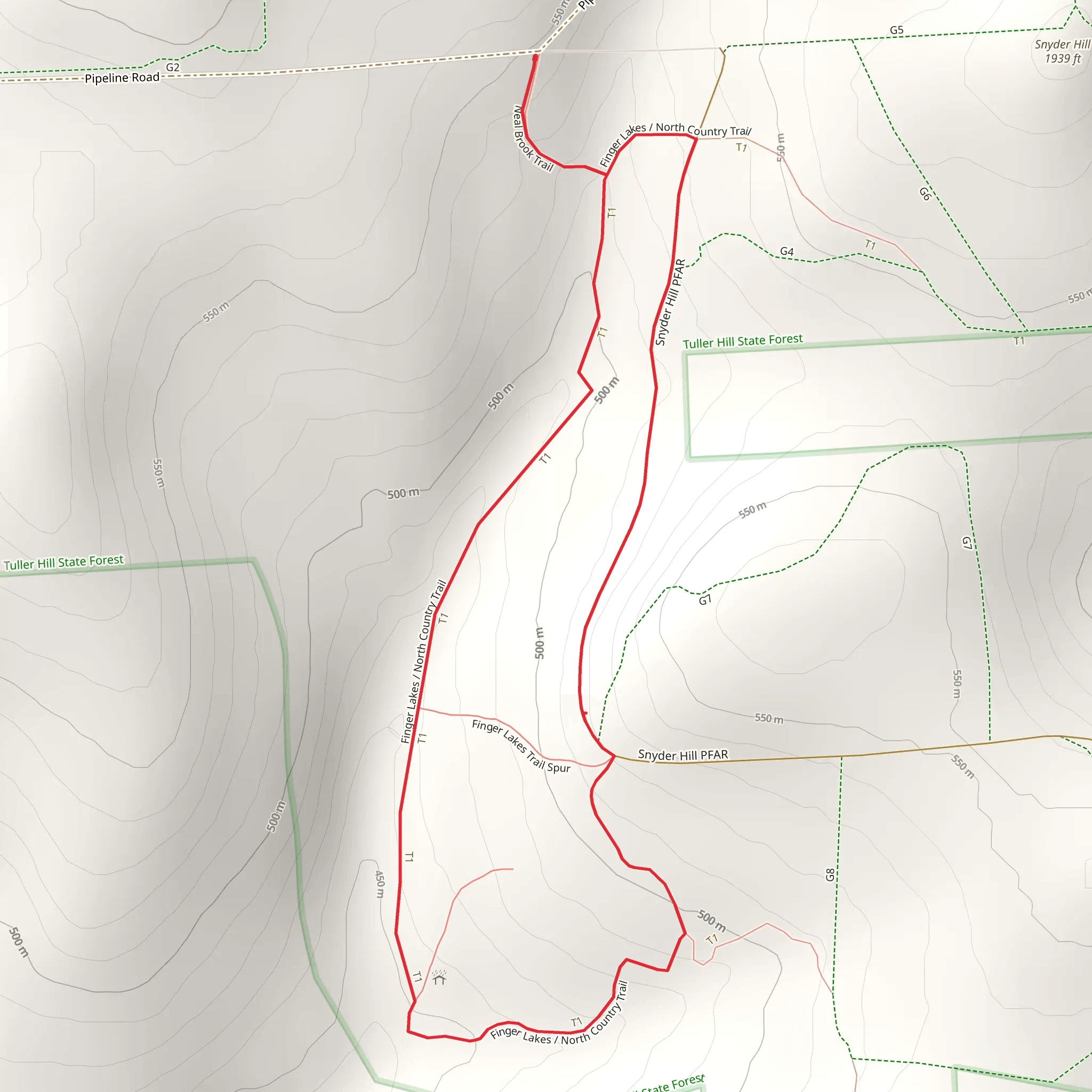 Tuller Hill Forest Loop mobile static map