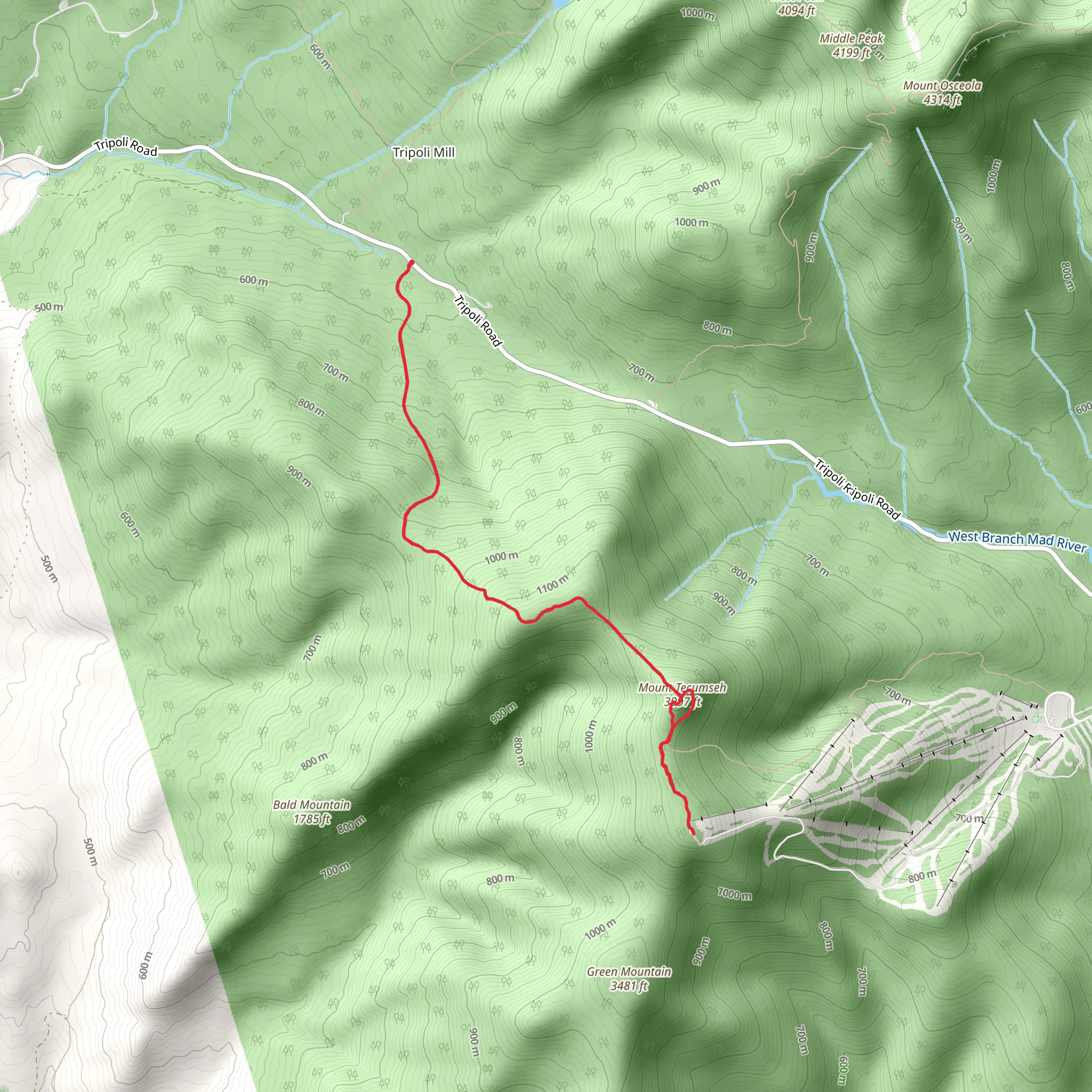 Mount Tecumseh from Tripoli Road mobile static map