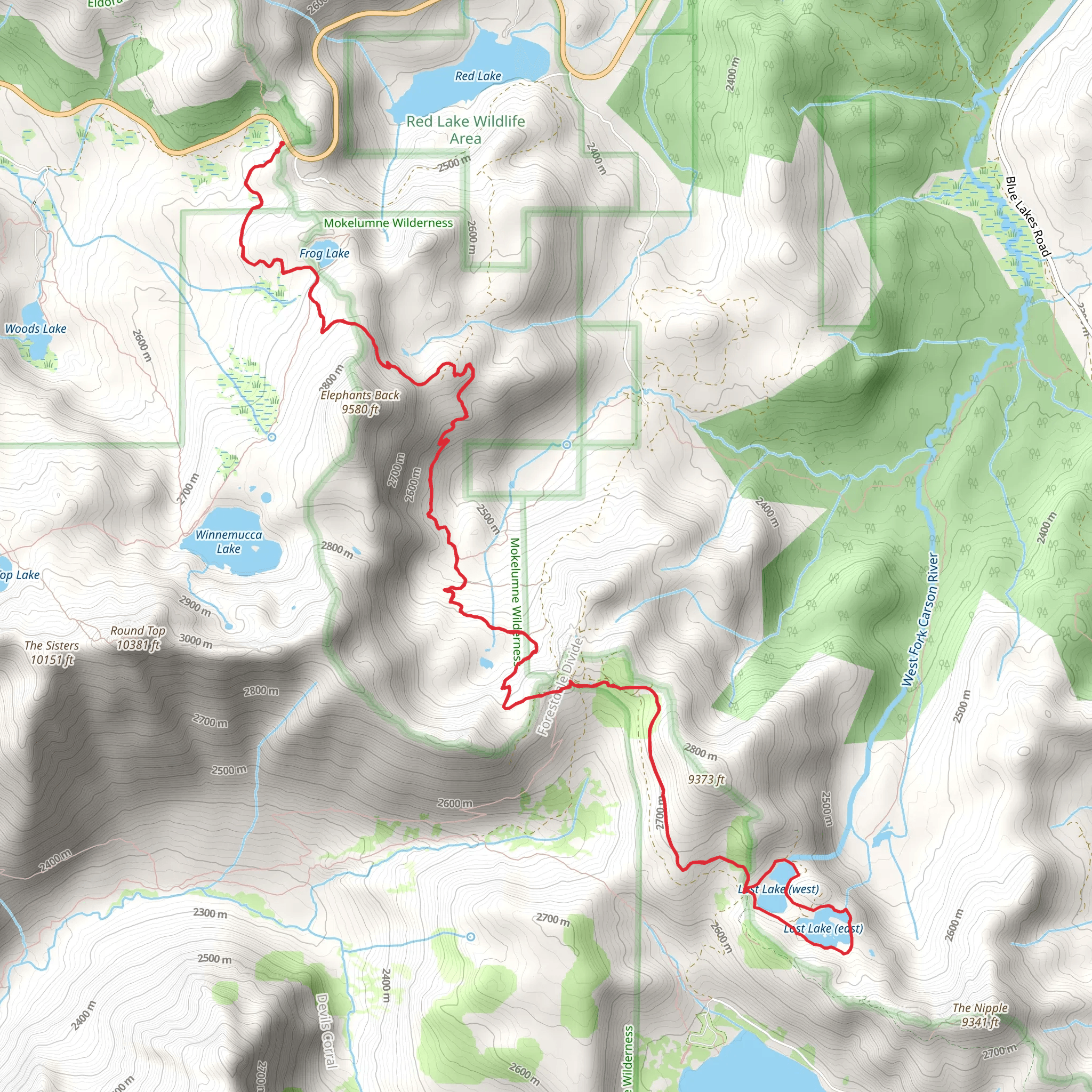 Lost Lake East and Lost Lake West via PCT mobile static map