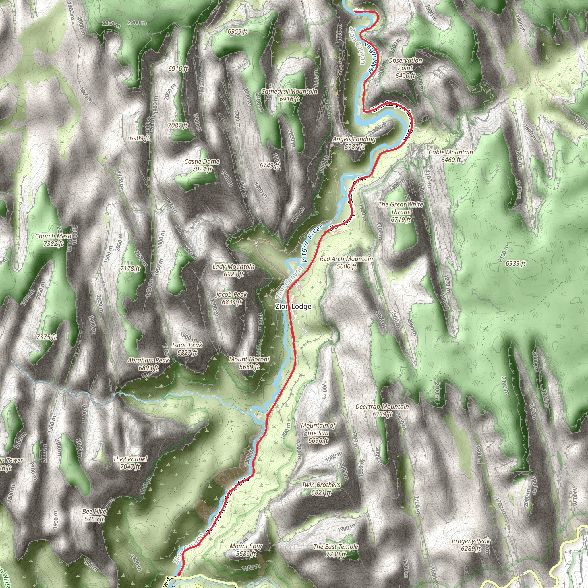 Zion Canyon Scenic Drive Walk mobile static map