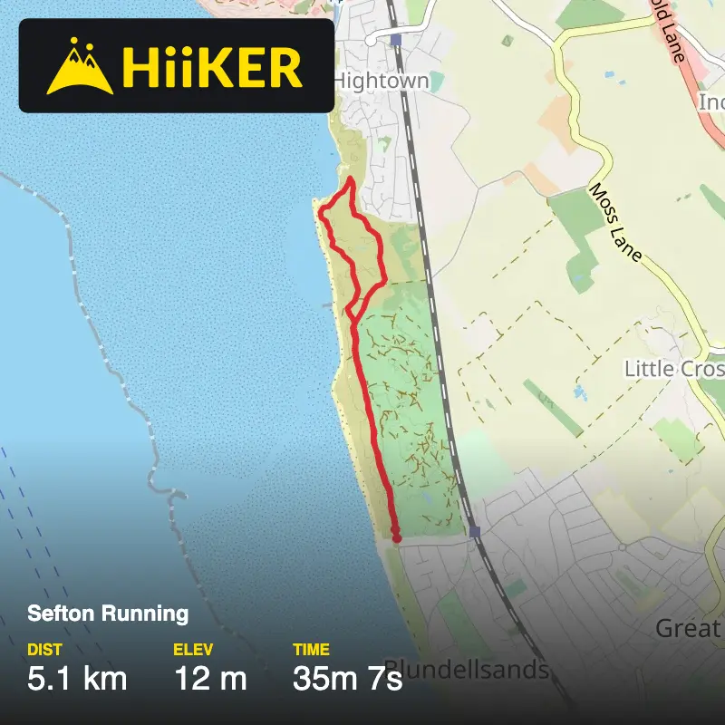 A map preview of the recording Sefton Running.