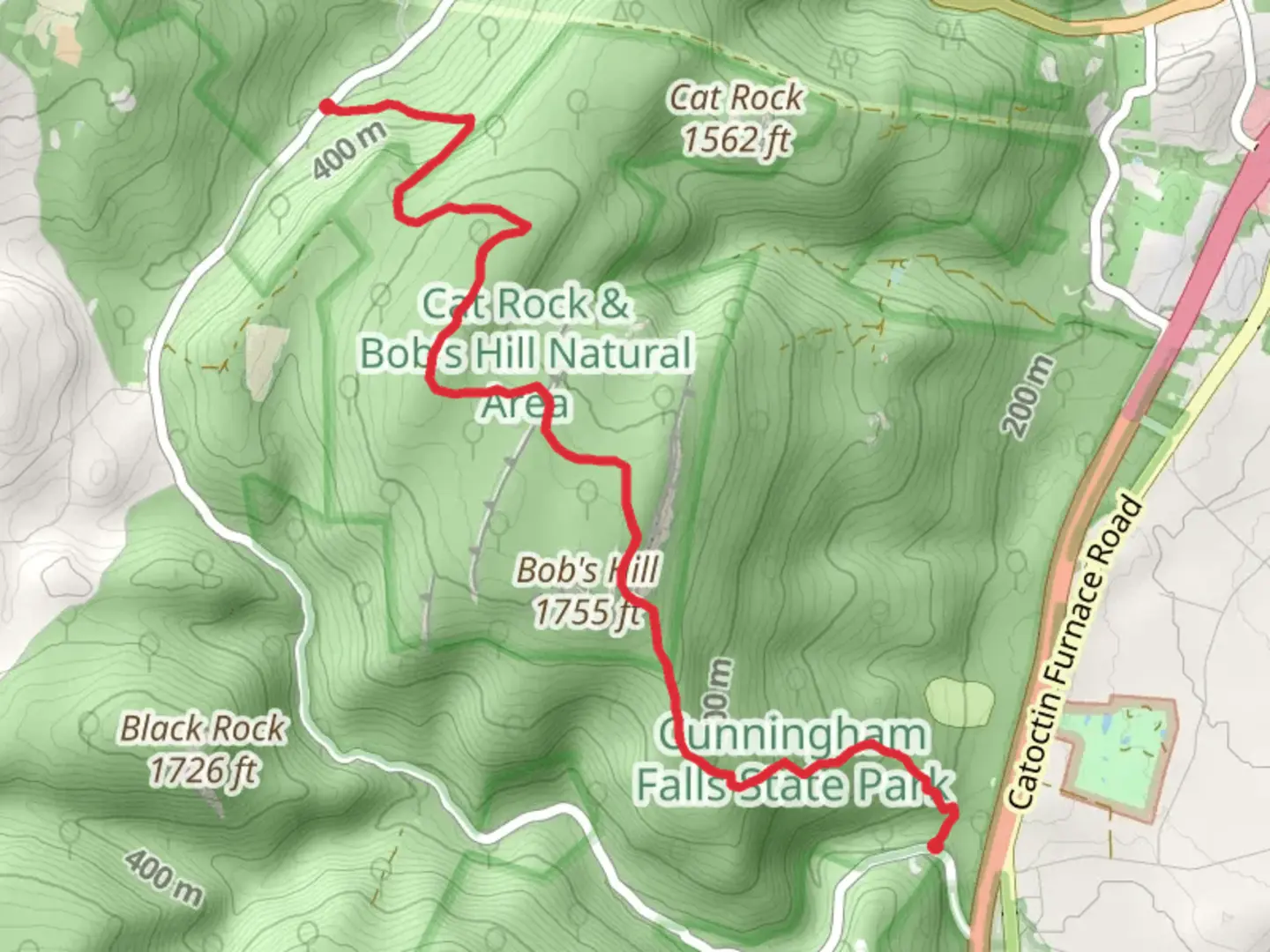 An image depicting the trail Catoctin Hollow and Bob's Hill Trail and its surrounding area.