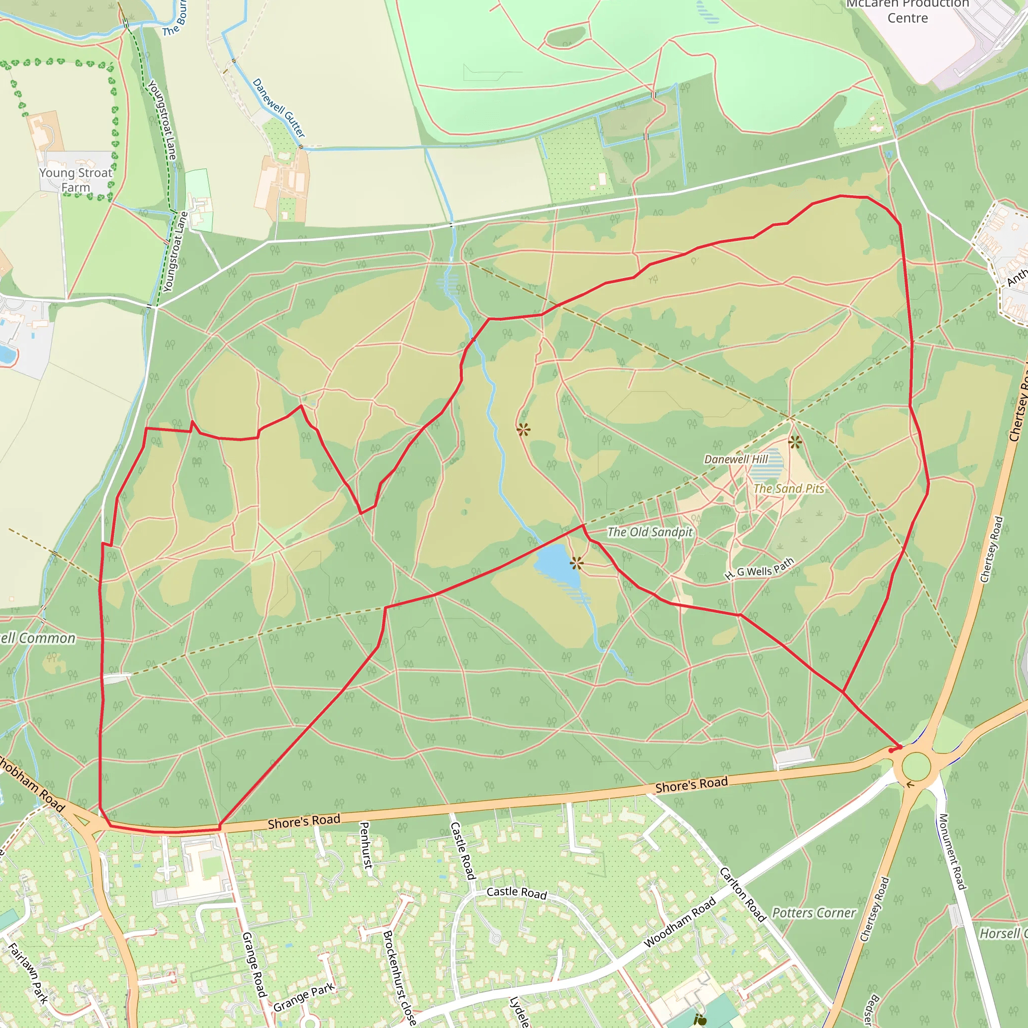 Horsell Common Loop mobile static map