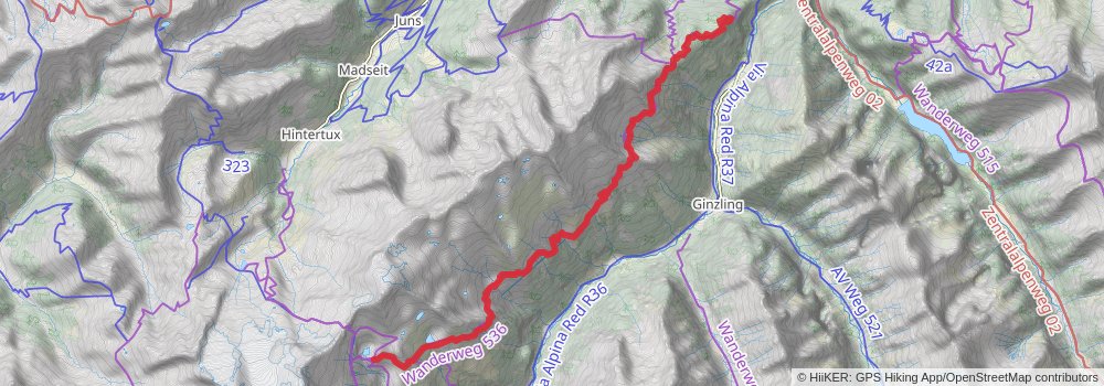 Zillertal Rucksack Route stage 7 Map